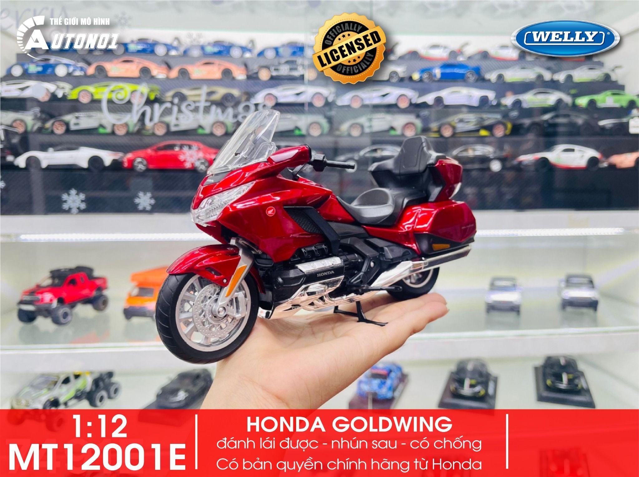  Mô hình xe Honda Goldwing 2020 tỉ lệ 1:12 Welly MT12001 