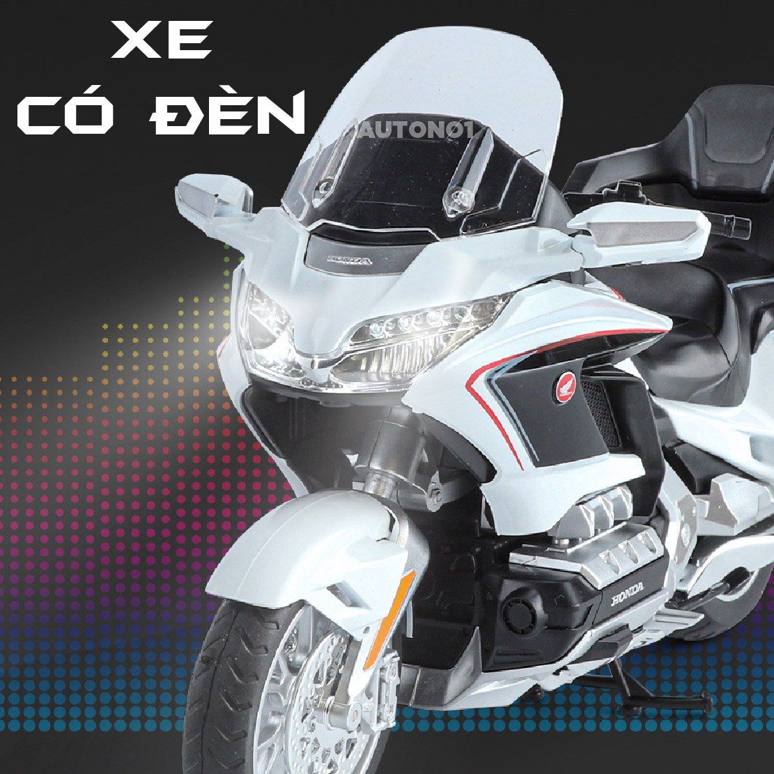  Mô hình xe Honda Goldwing GL800 2021 có đèn - âm thanh tỉ lệ 1:12 Alloy Model MT12012 