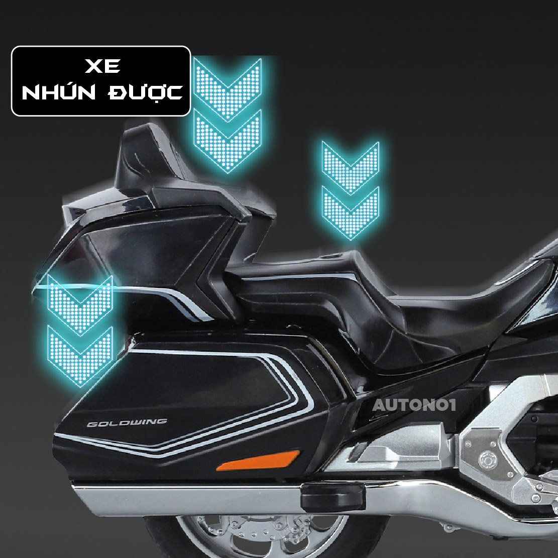  Mô hình xe Honda Goldwing GL800 2021 có đèn - âm thanh tỉ lệ 1:12 Alloy Model MT12012 