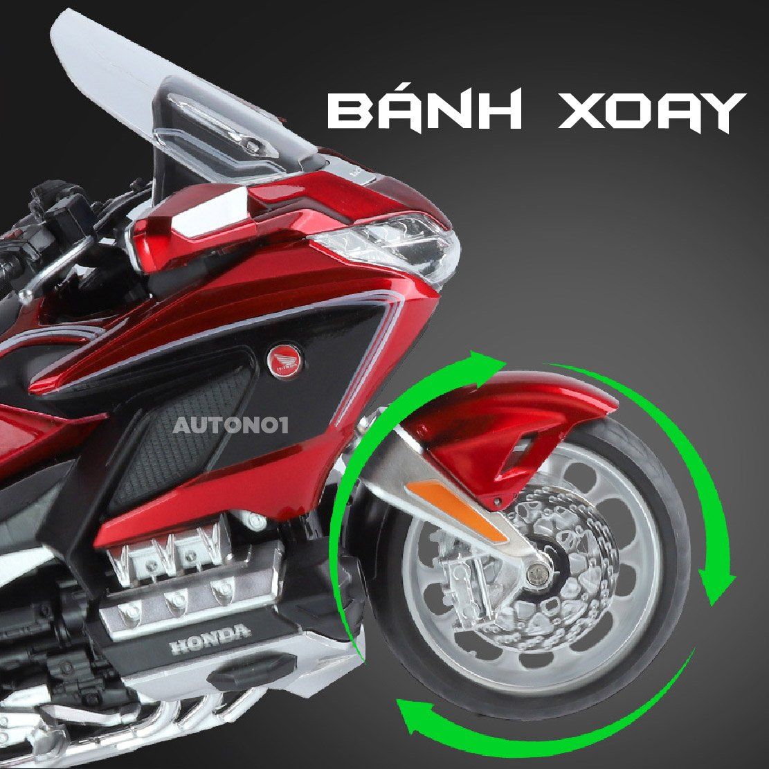  Mô hình xe Honda Goldwing GL800 2021 có đèn - âm thanh tỉ lệ 1:12 Alloy Model MT12012 
