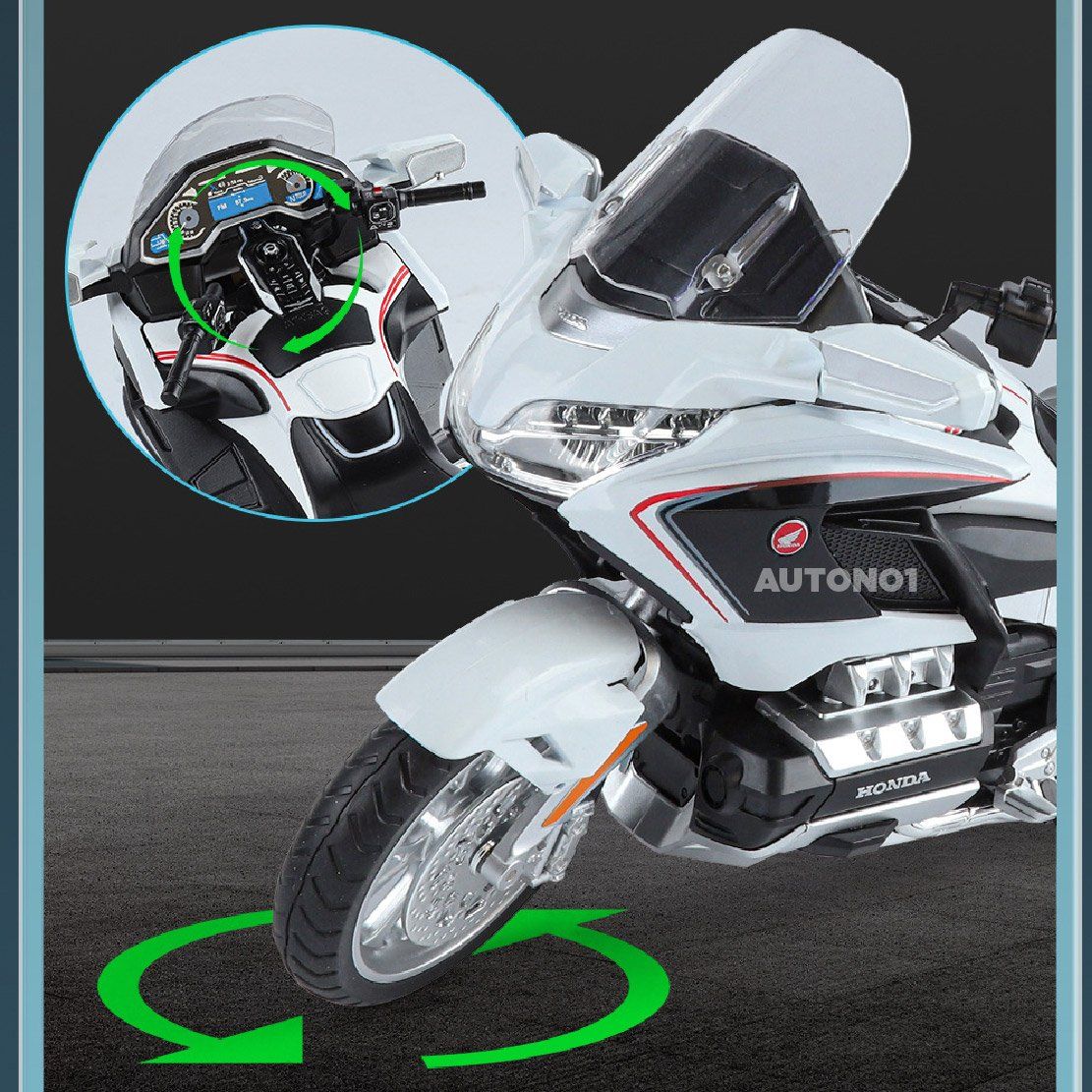  Mô hình xe Honda Goldwing GL800 2021 có đèn - âm thanh tỉ lệ 1:12 Alloy Model MT12012 