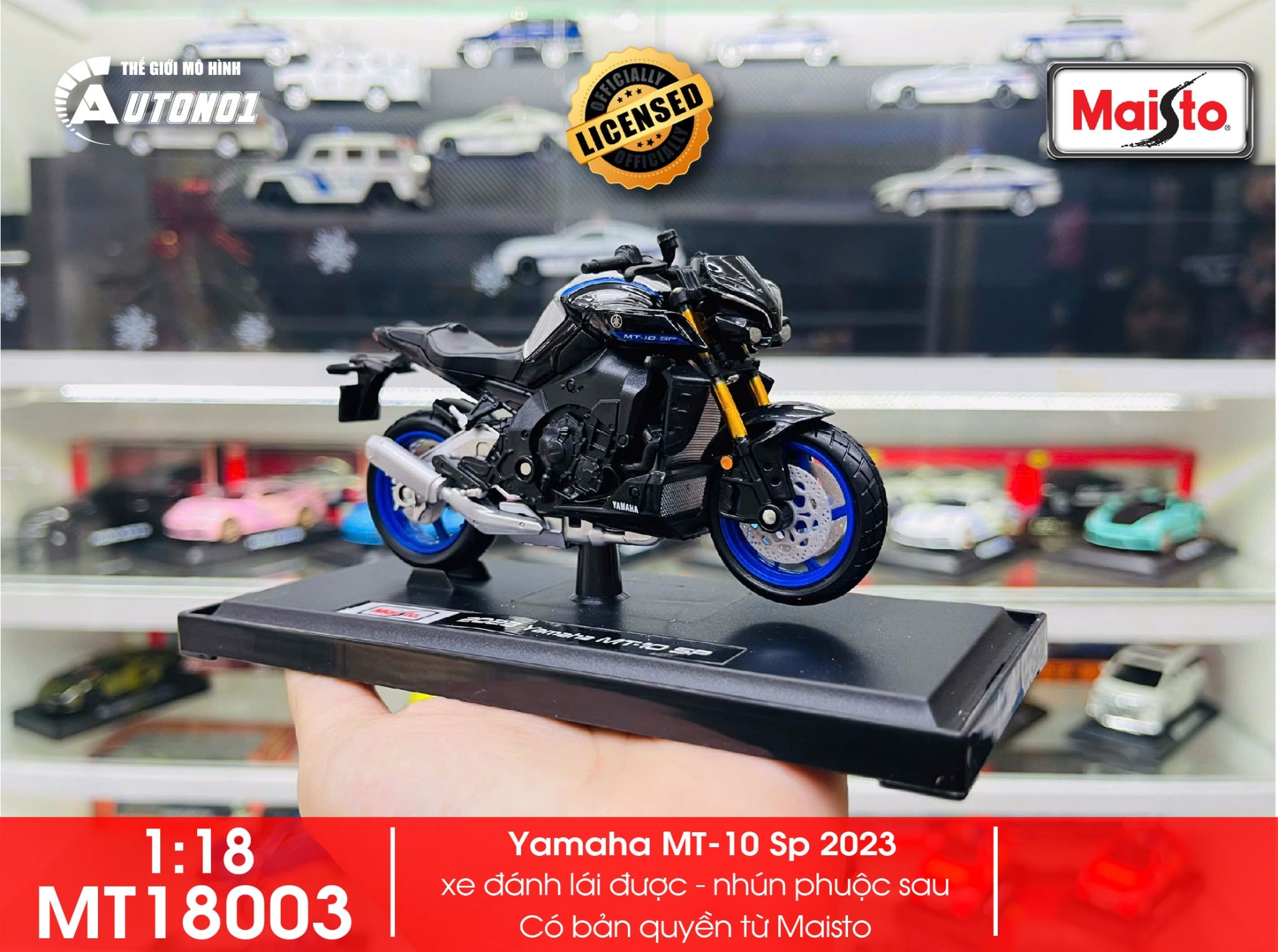  Mô hình xe mô tô Yamaha MT-10 Sp 2023 1:18 Maisto 39047 MT18003 