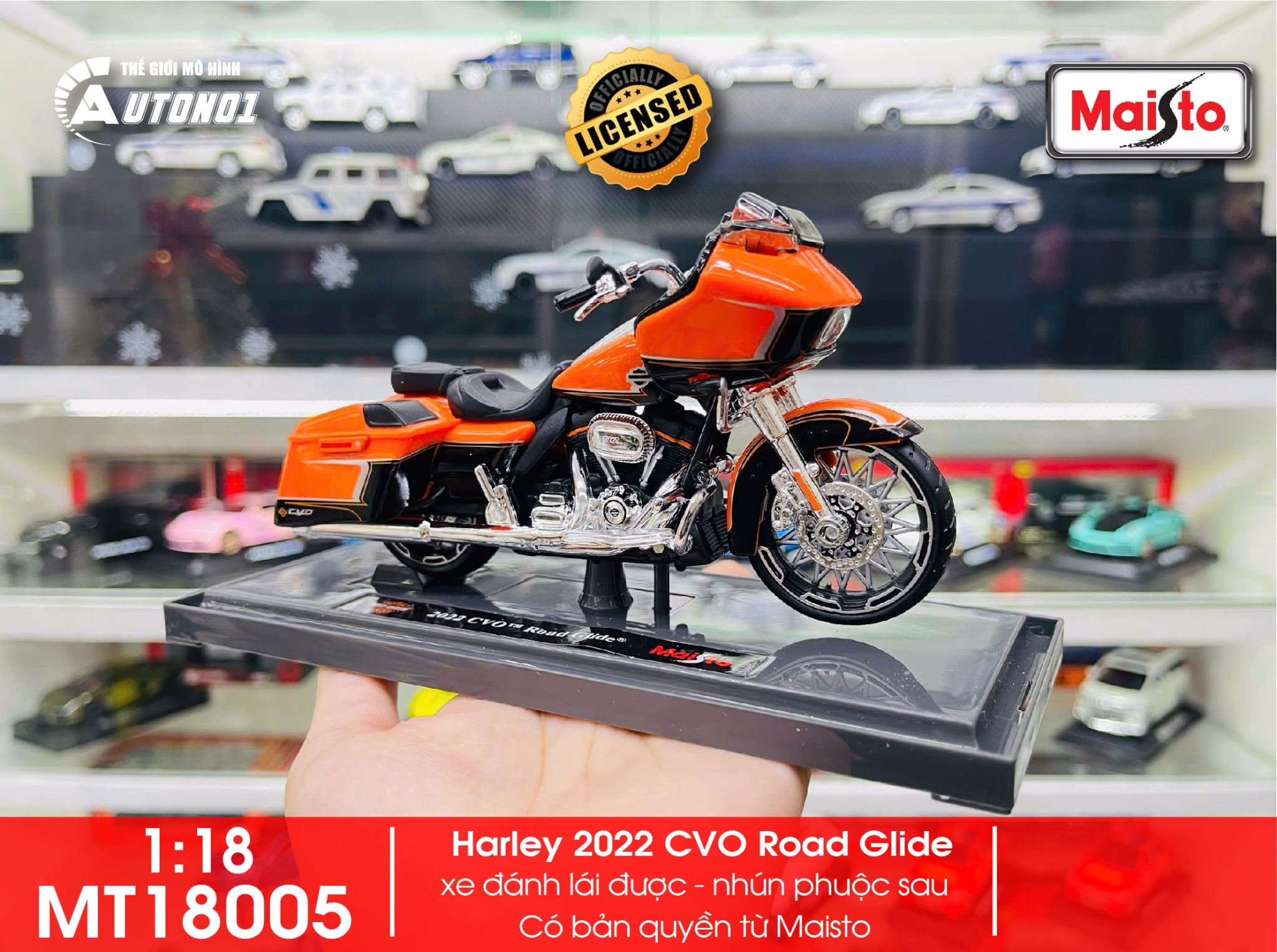  Mô hình Harley Davidson 2022 CVO Road Glide Orange 1:18 Maisto 39360 MT18005 