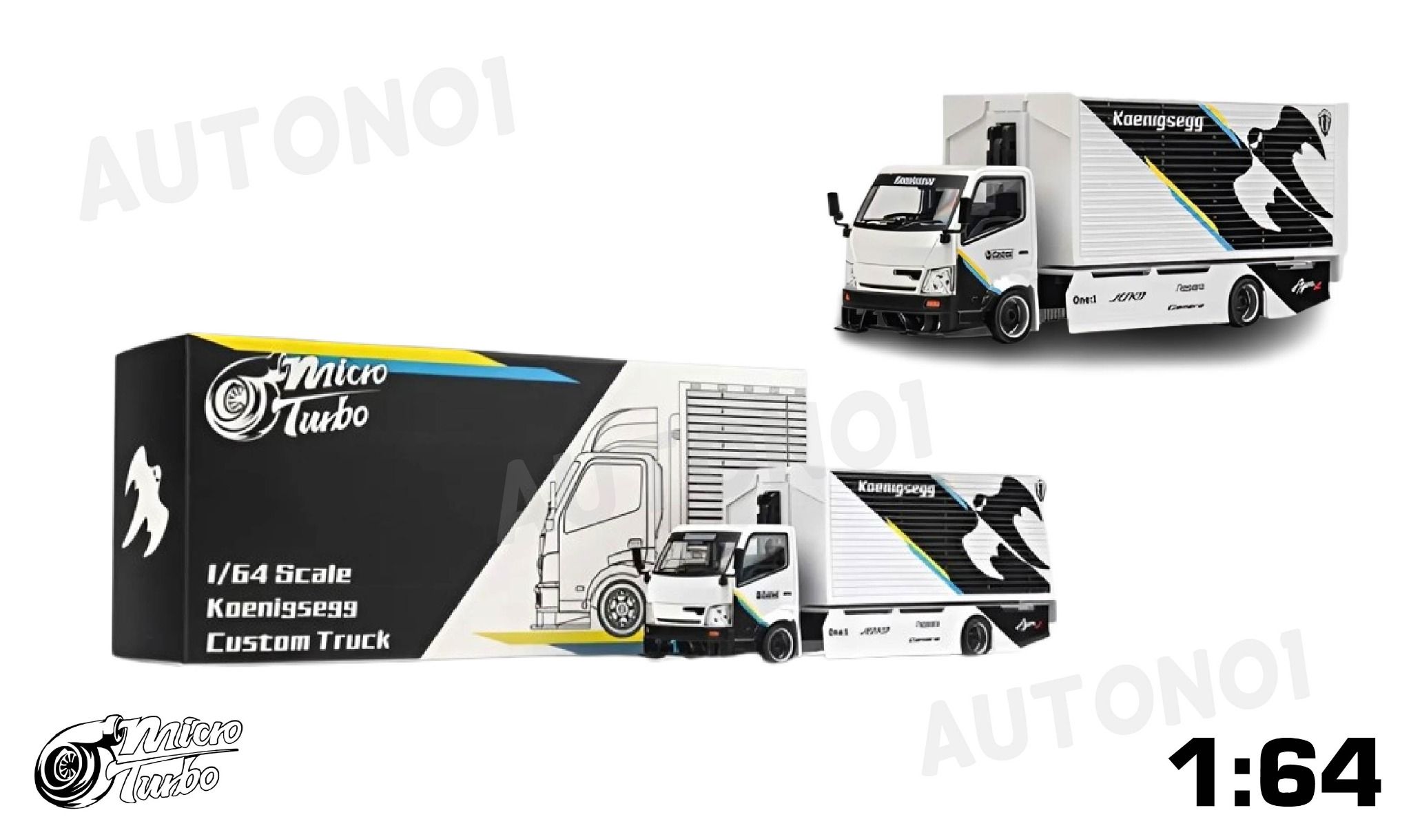  Mô hình xe tải có thùng truck custom Koenigsegg black/white limited 999pcs tỉ lệ 1:64 Micro turbo MT6404B8 
