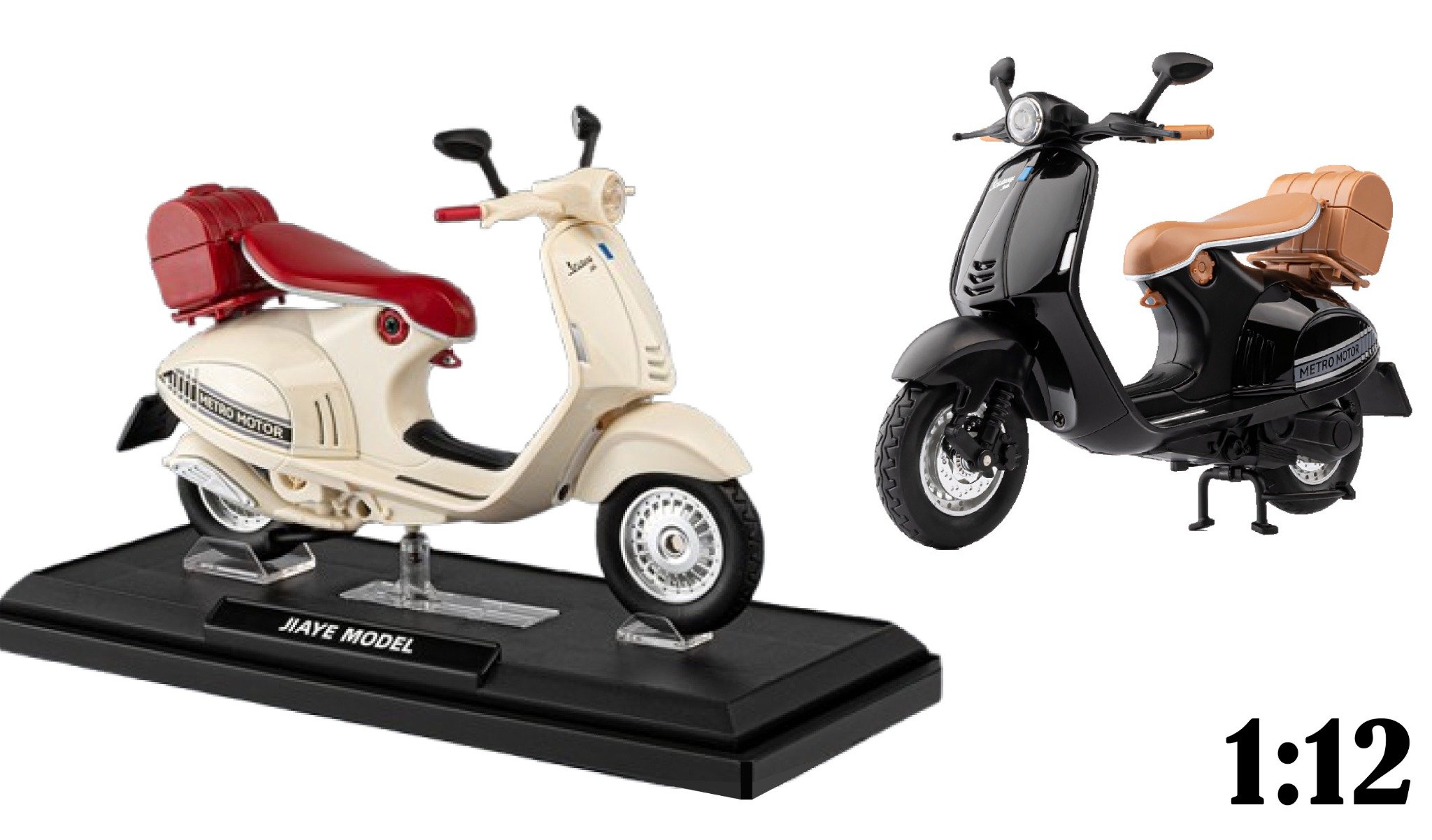  Mô hình xe Vespa 946 có đế - âm thanh - đèn tỉ lệ 1:12 Jiaye model MT12014 