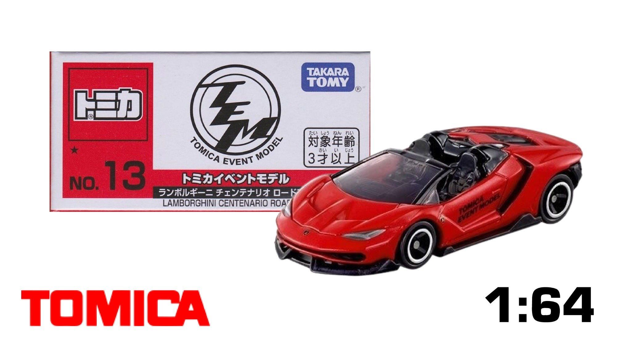  Mô hình xe Lamborghini Centenario Roadster Event Model 25 No.13 tỉ lệ 1:64 Tomica957430 