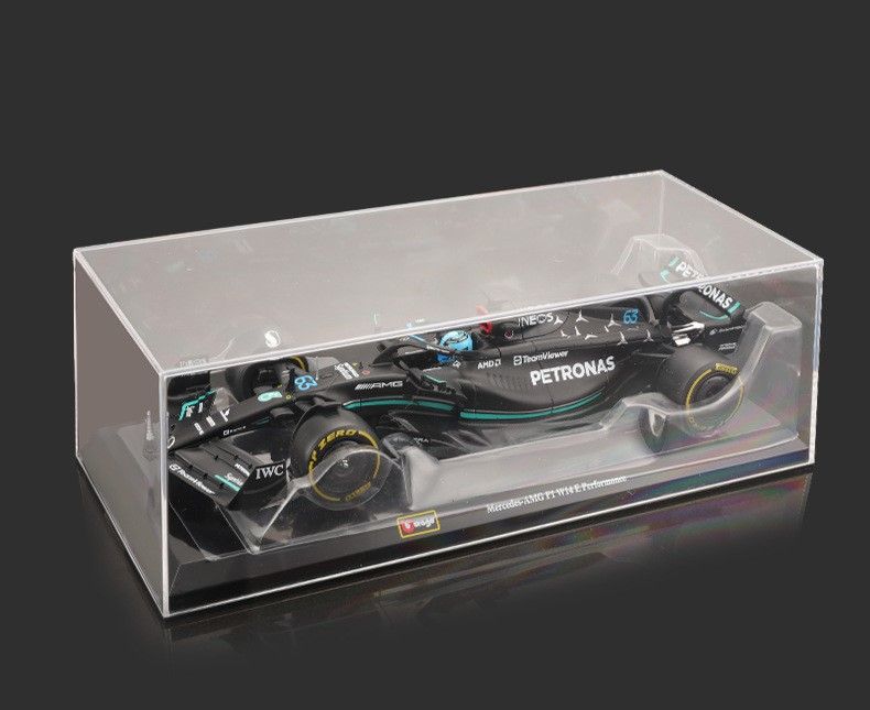  Mô hình xe đua F1 Formula Mercedes Benz Petronas 2023 W14 hộp mica có figure tỉ lệ 1:24 Bburago OT328 