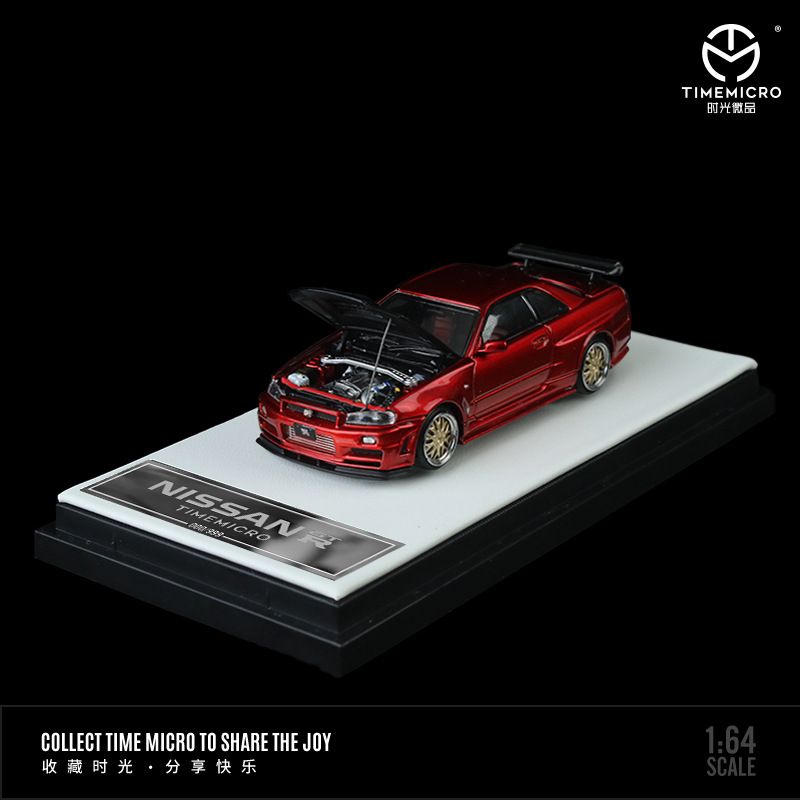  Mô hình xe ô tô Nissan GT R34 red metallic tỉ lệ 1:64 Time Micro TM643411 