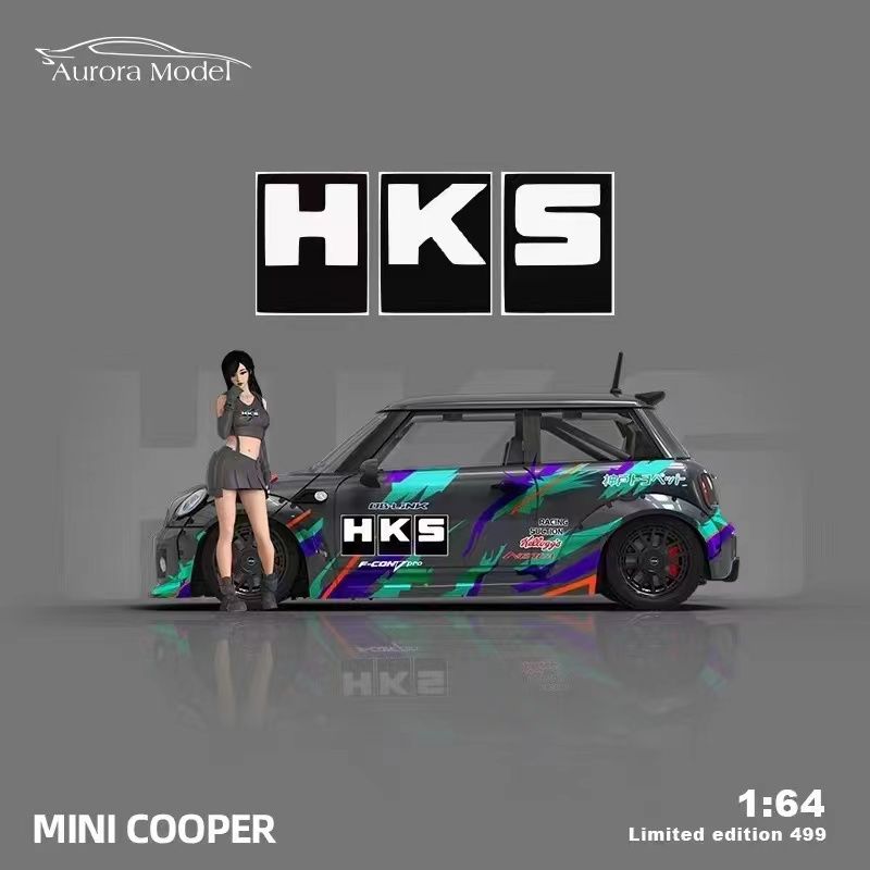  Mô hình xe Mini Cooper HKS racing tỉ lệ 1:64 Aurora Model 