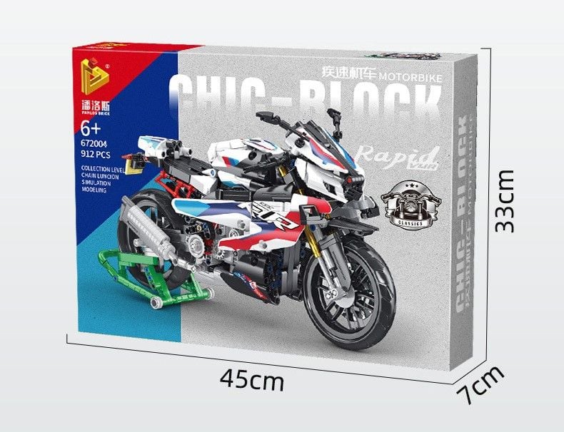  Mô hình xe mô tô lắp ghép BMW M1000RR SBK Technic 912 pcs tỉ lệ 1:6 LG003 