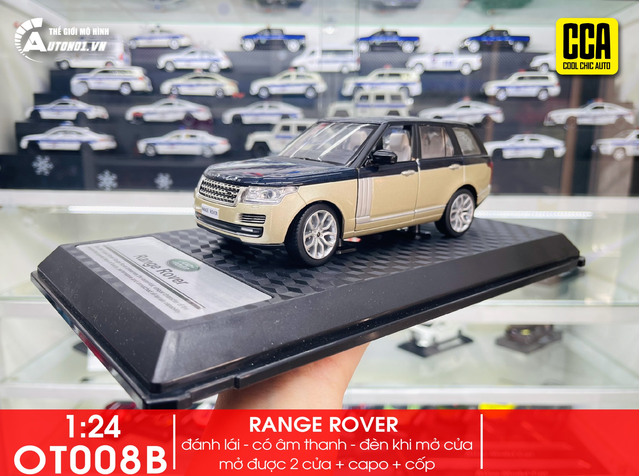  Mô hình xe Range Rover Land Rover mở được 2 cửa, nắp capo và cốp 1:24 CCA Coolchicauto OT008 