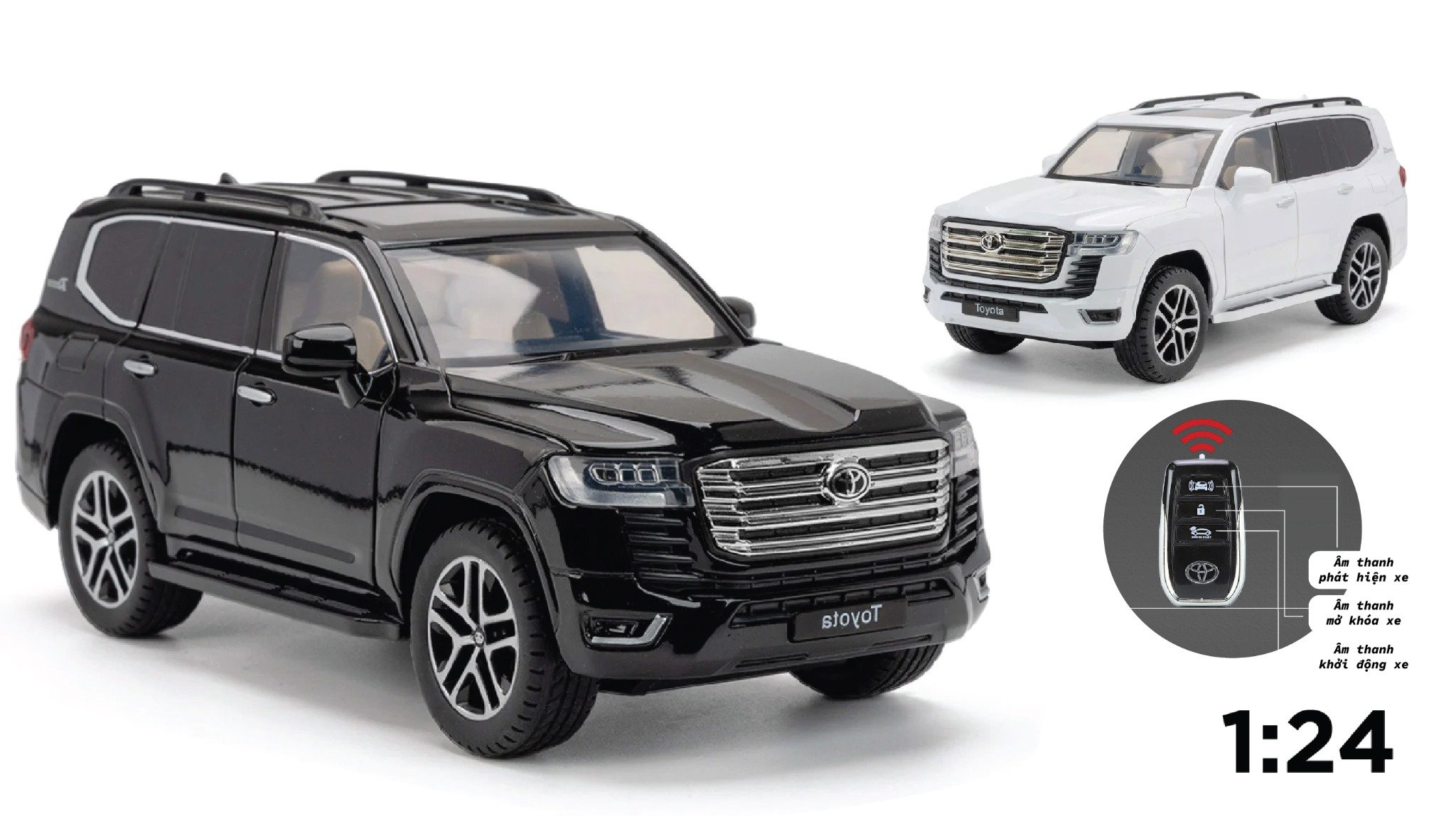  Mô hình xe Toyota Land Cruiser LC300 2022 full open - full kính - đánh lái được tỉ lệ 1:24 Henteng model OT014 