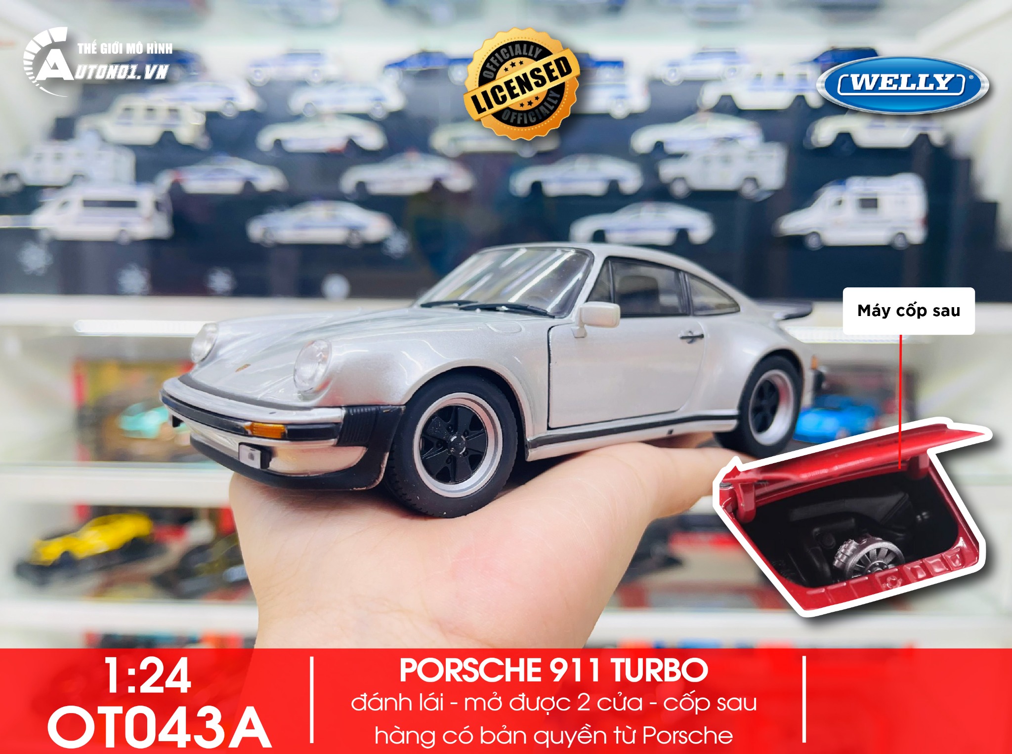  Mô hình xe Porsche 911 Turbo tỉ lệ 1:24 Welly OT043 