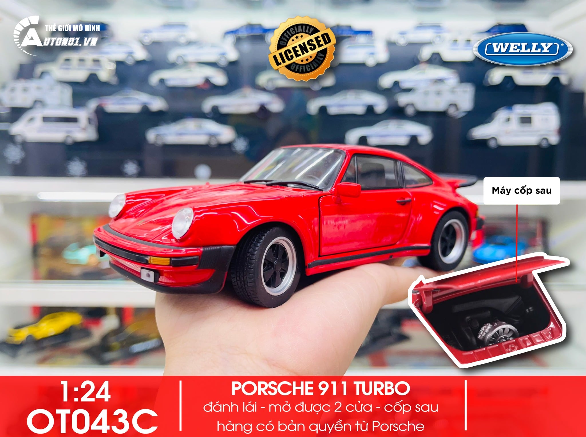  Mô hình xe Porsche 911 Turbo tỉ lệ 1:24 Welly OT043 