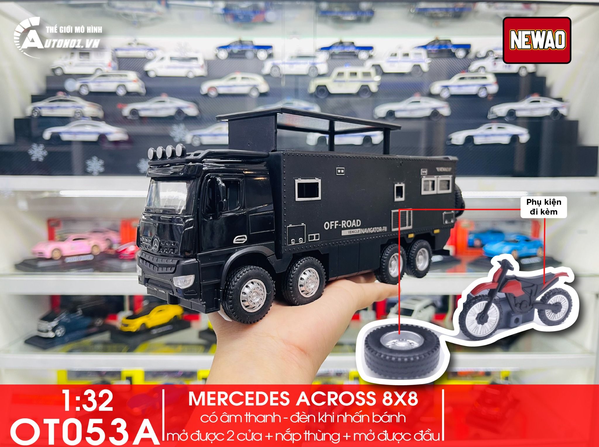 Mô hình xe ô tô Mercedes Benz Off road Across 8x8 tỉ lệ 1:32 Newao OT053 