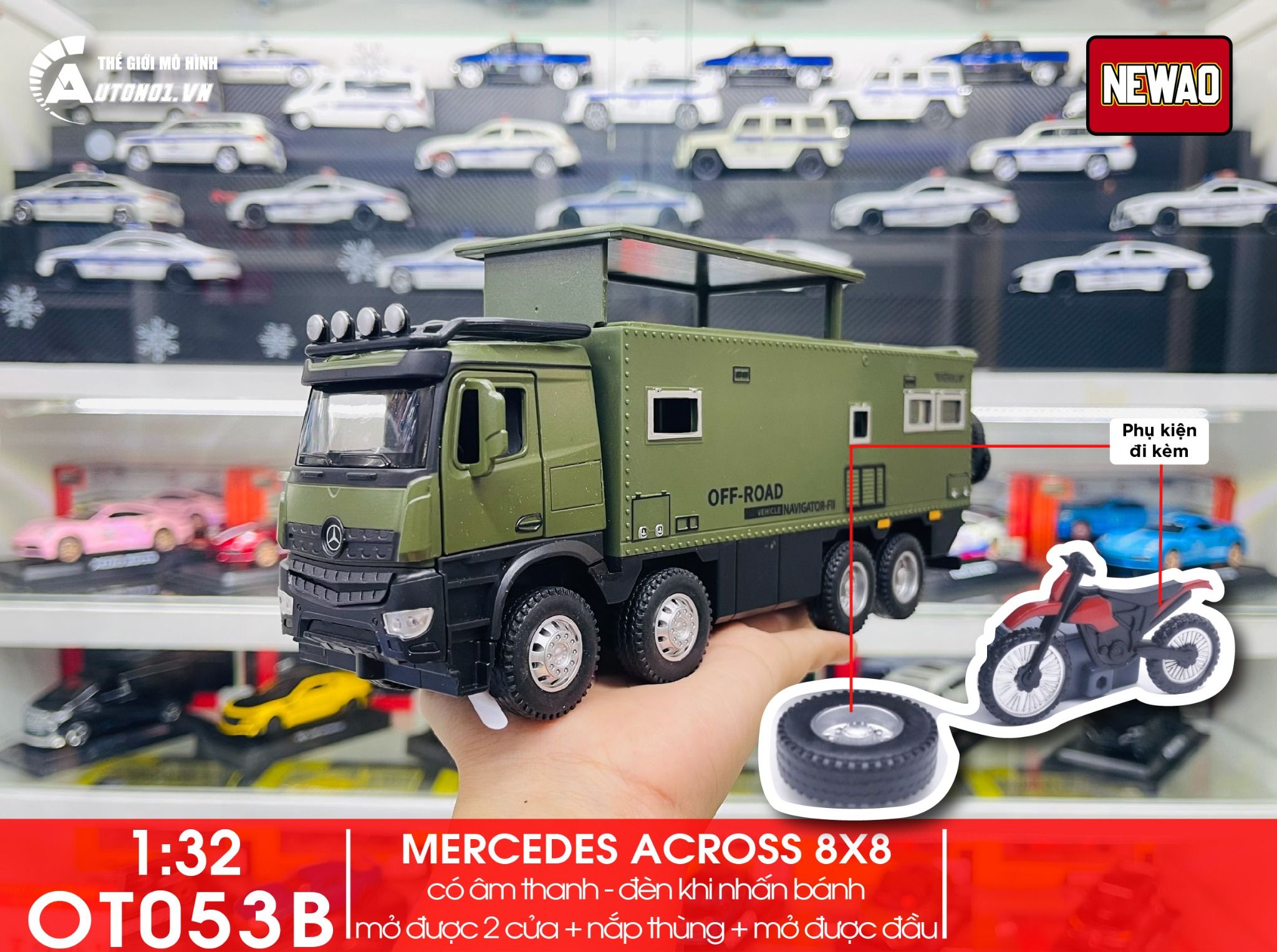  Mô hình xe ô tô Mercedes Benz Off road Across 8x8 tỉ lệ 1:32 Newao OT053 