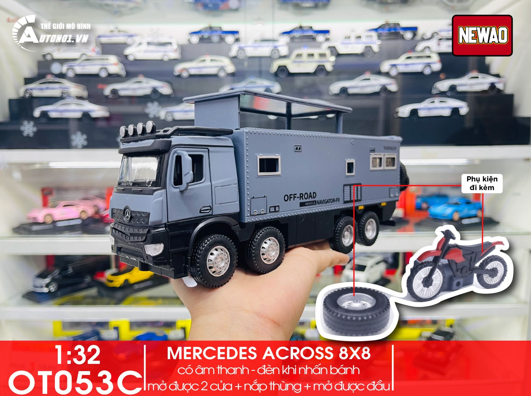  Mô hình xe ô tô Mercedes Benz Off road Across 8x8 tỉ lệ 1:32 Newao OT053 
