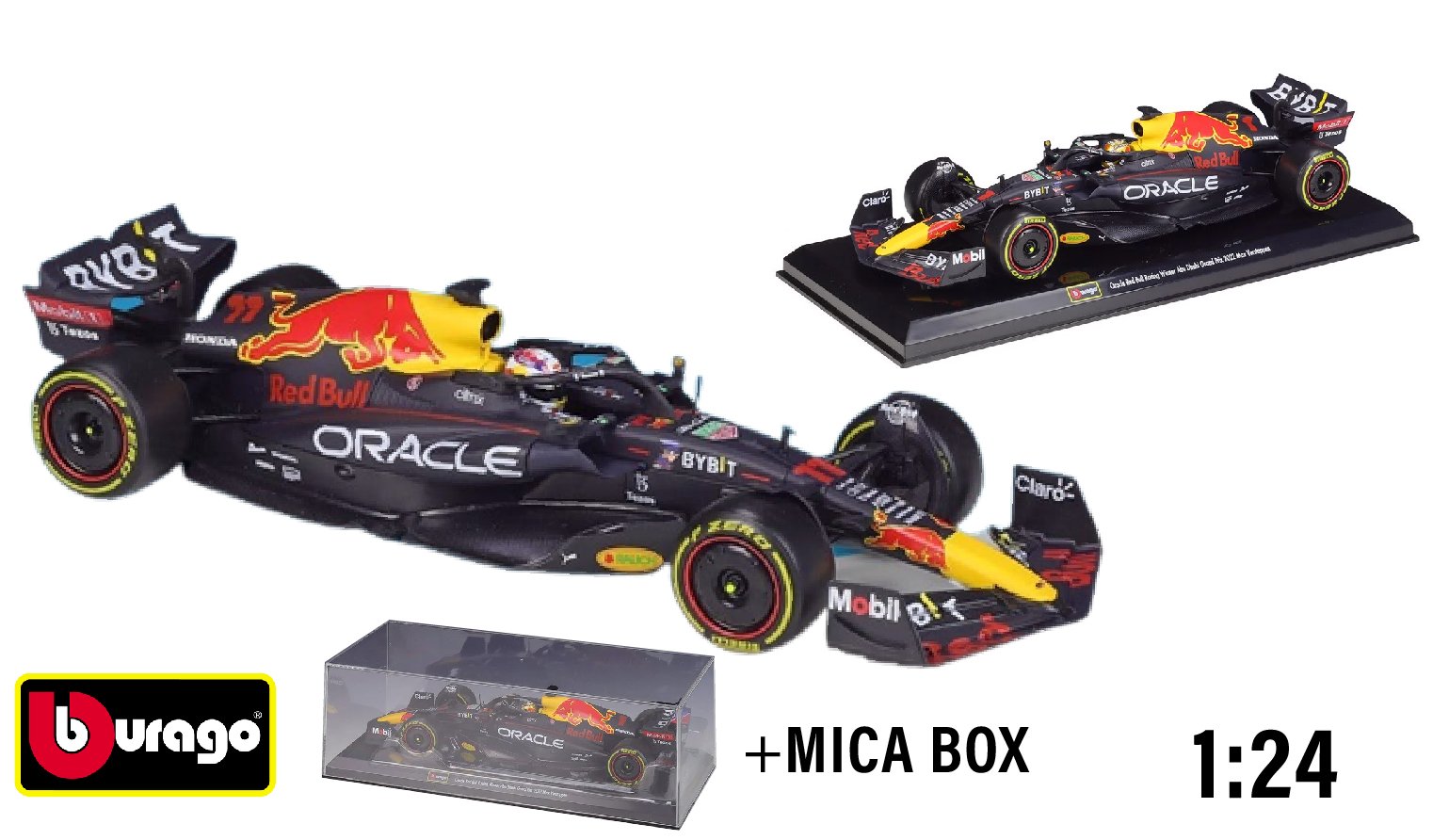  Mô hình xe đua F1 Oracle Red Bull racing 2022 RB18 hộp mica có figure 1:24 Bburago OT061 