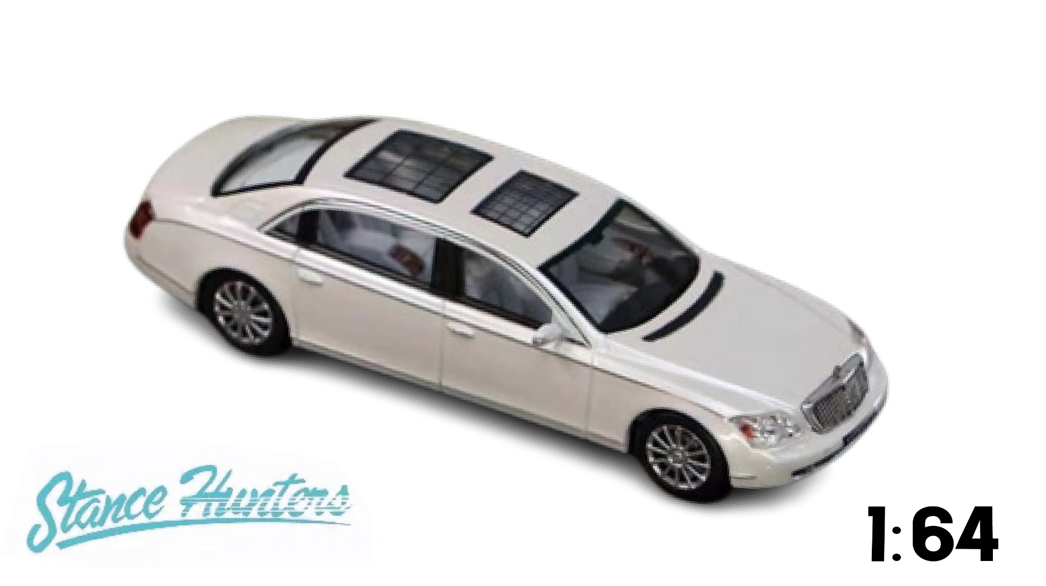  Mô hình xe Maybach 62 limited 599pcs trắng ngọc trai 1:64 Stance Hunters x Ghost player SW64056 