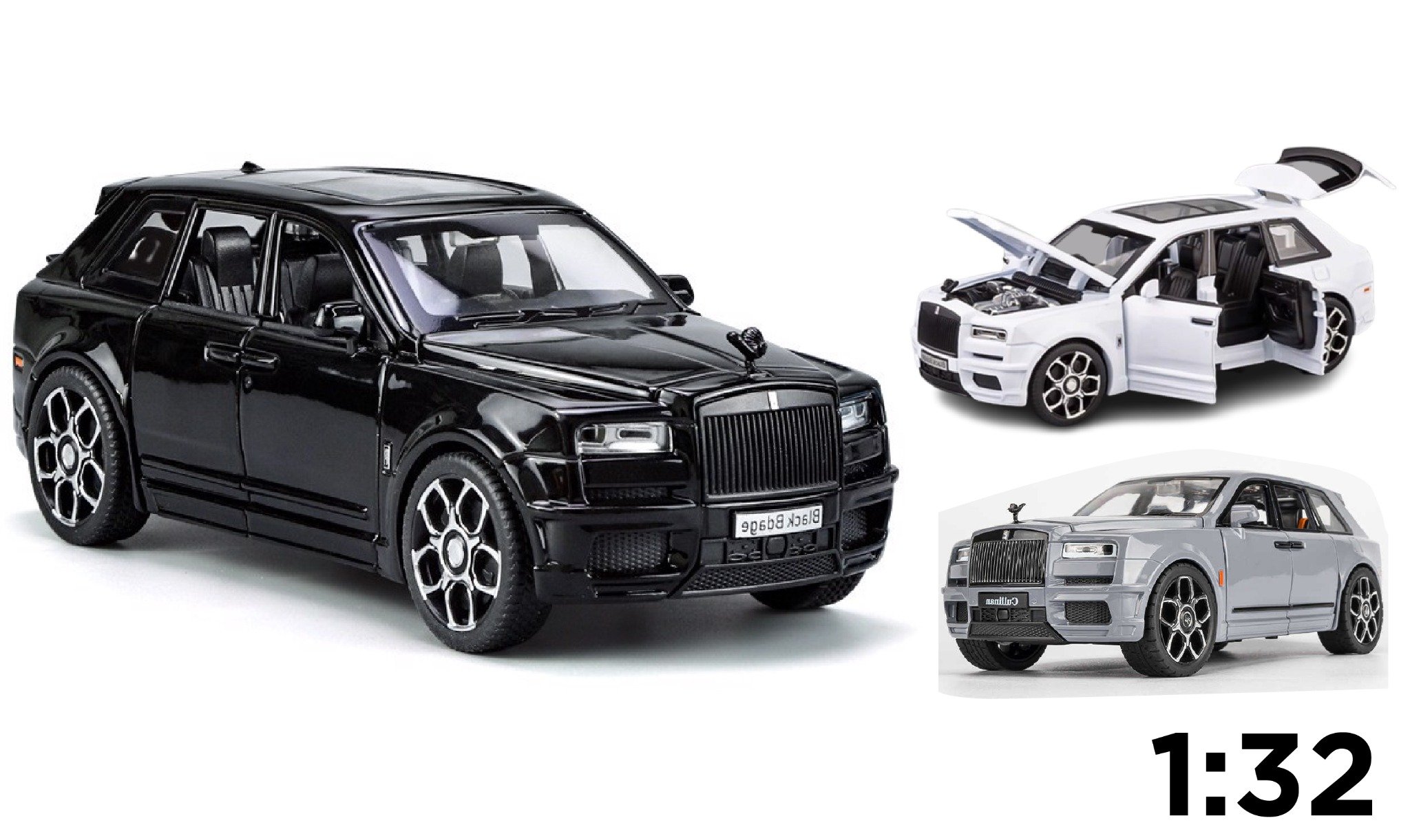  Mô hình xe Rolls Royce Cullinan full open, có đèn và âm thanh tỉ lệ 1:32 Alloy Model OT097 