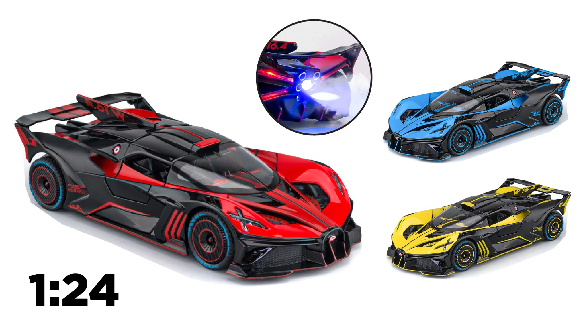  Mô hình xe Bugatti Bolide phun khói - full open 1:24 Chezhi CZ24462 