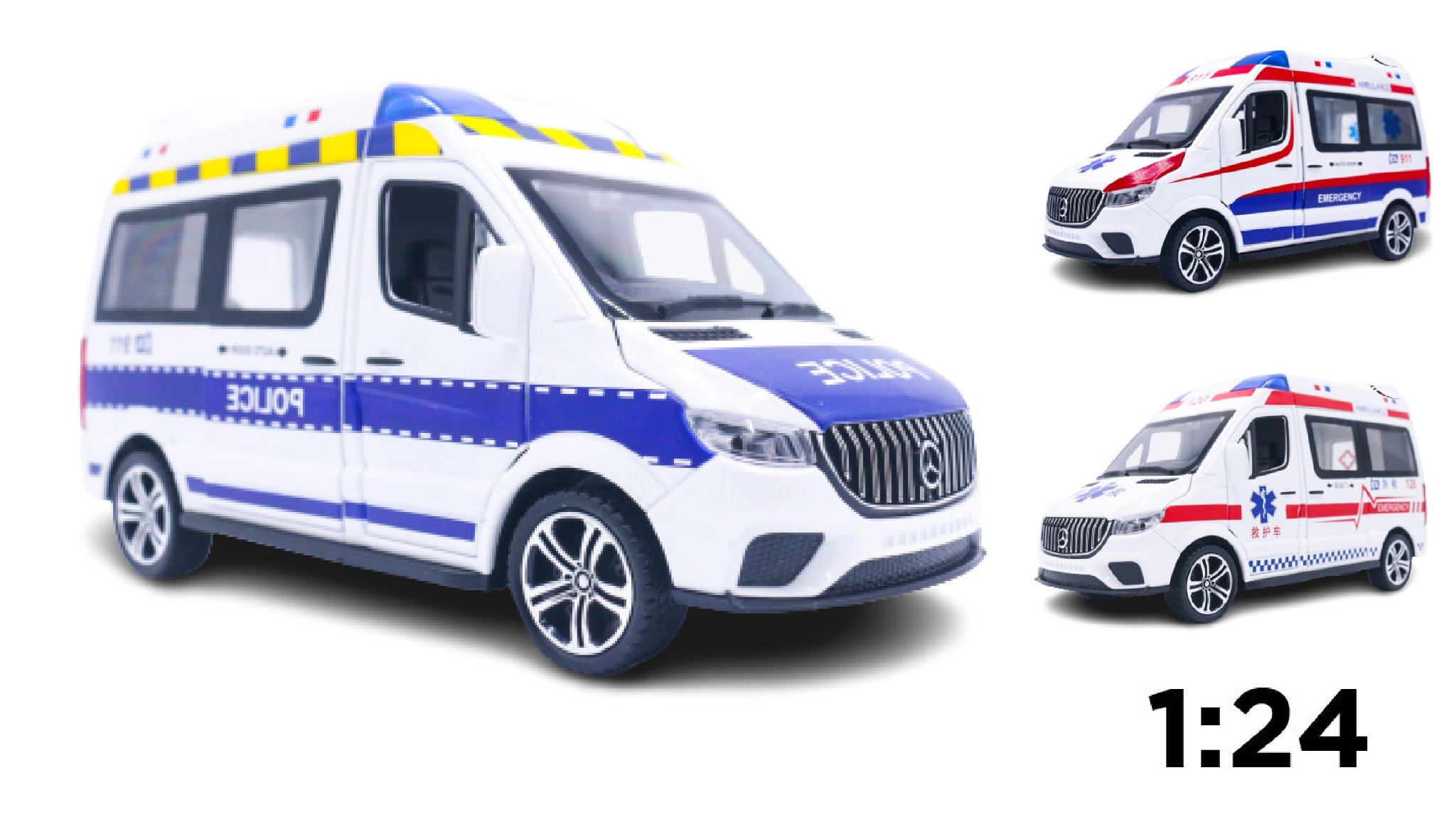  Mô hình xe chuyên dụng Mercedes Benz Sprinter tỉ lệ 1:24 Miniauto OT145 