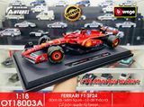  Mô hình xe đua F1 Ferrari Formular SF-24 có đế + figure tỉ lệ 1:18 Bburago 18-16815 OT18003 
