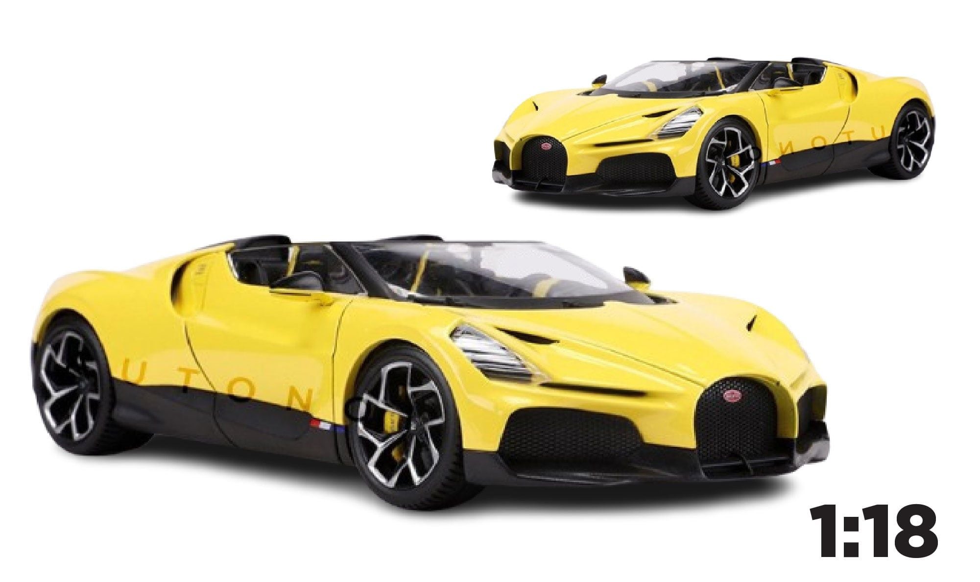  Mô hình xe Bugatti Mistral Yellow open top full open - đánh lái được tỉ lệ 1:18 Bburago18-11051 OT18008 