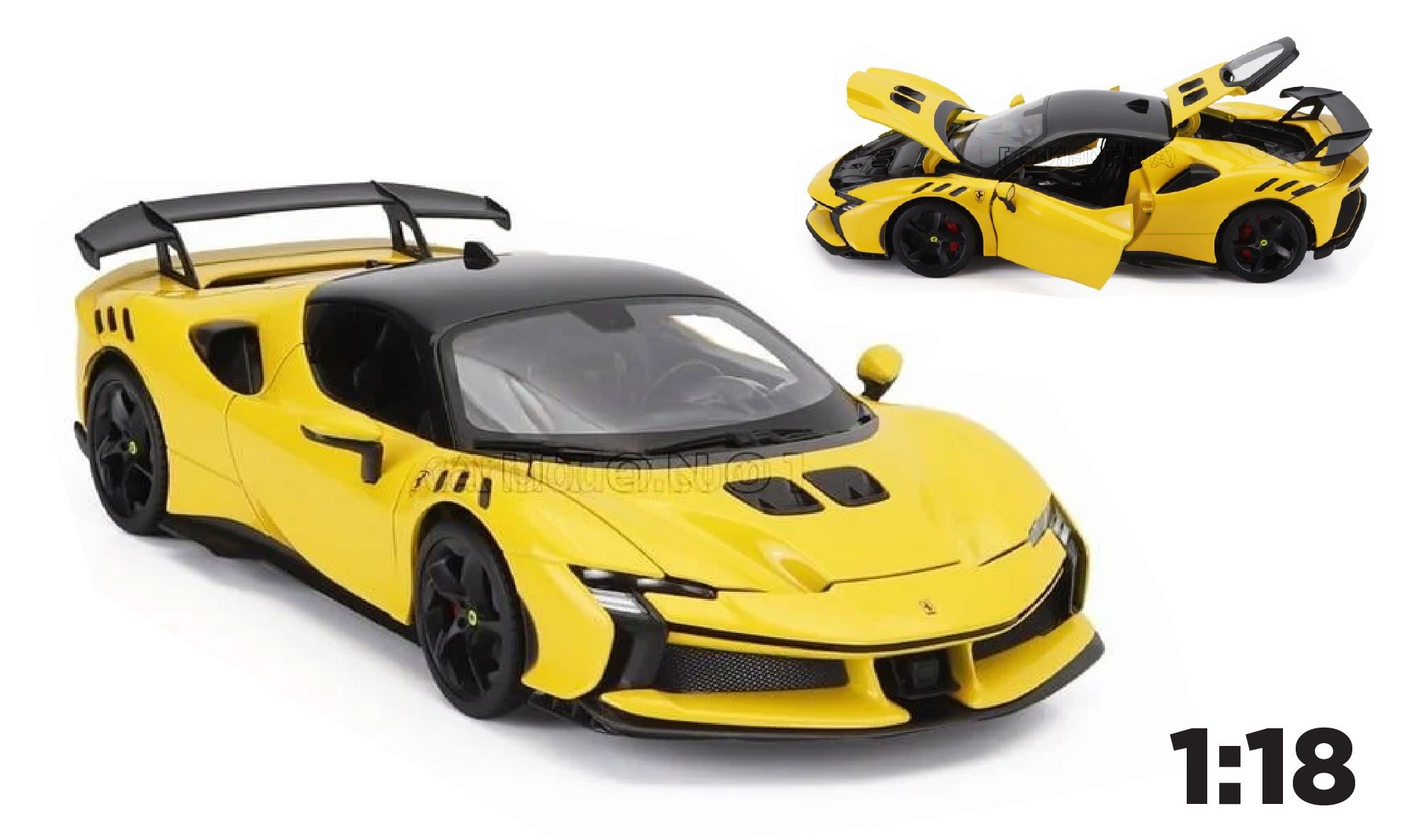  Mô hình xe Ferrari SF90 XX Stradale Giallo Modena Yellow full open tỉ lệ 1:18 Bburago 18-16020 OT18011 
