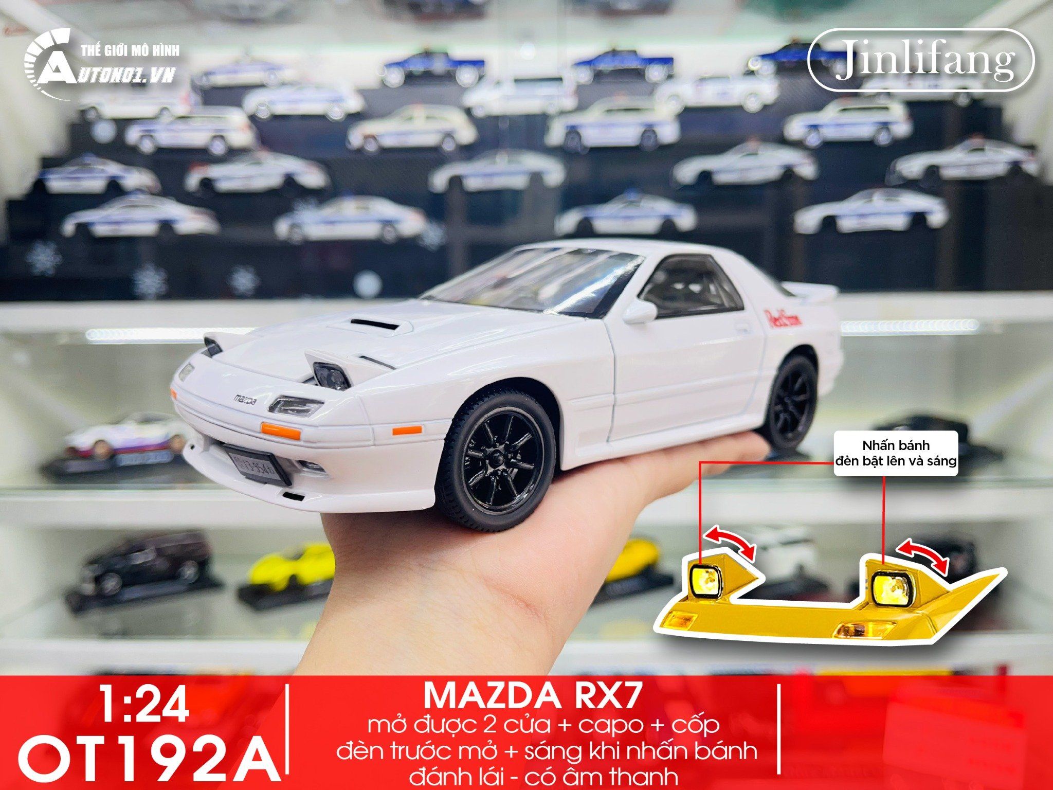  Mô hình xe Mazda RX7-FC full open tỉ lệ 1:24 Alloy Model OT192 
