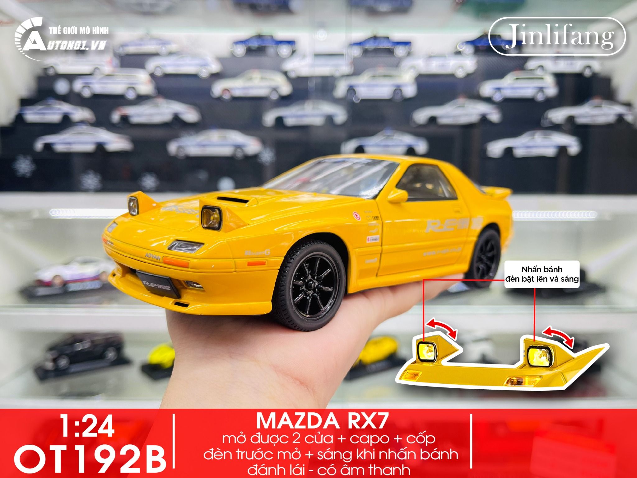  Mô hình xe Mazda RX7-FC full open tỉ lệ 1:24 Alloy Model OT192 