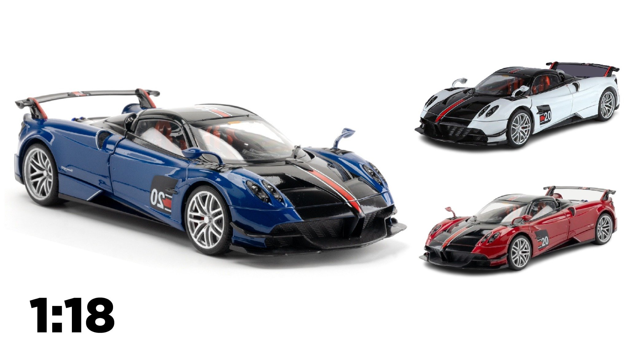  Mô hình siêu xe Pagani Huayra BC mui trần tháo rời được 1:18 Alloy Model OT221 