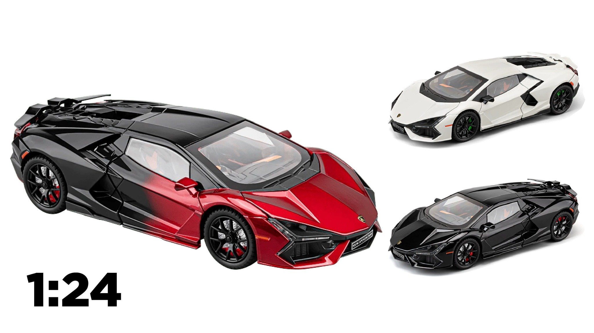  Mô hình xe Lamborghini Revuelto full kính - đánh lái - full open tỉ lệ 1:24 Chezhi OT24001 