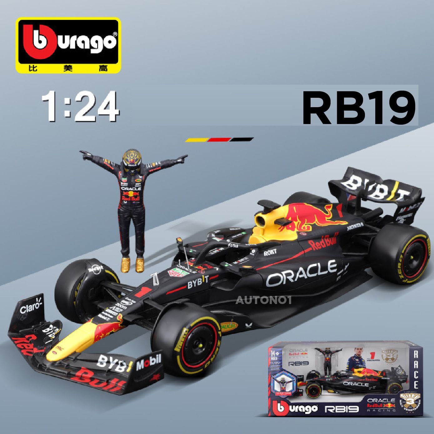 Mô hình xe đua F1 Redbull GP 2023 RB19 có figure rời tỉ lệ 1:24 Bburago 18-28036 OT24022 