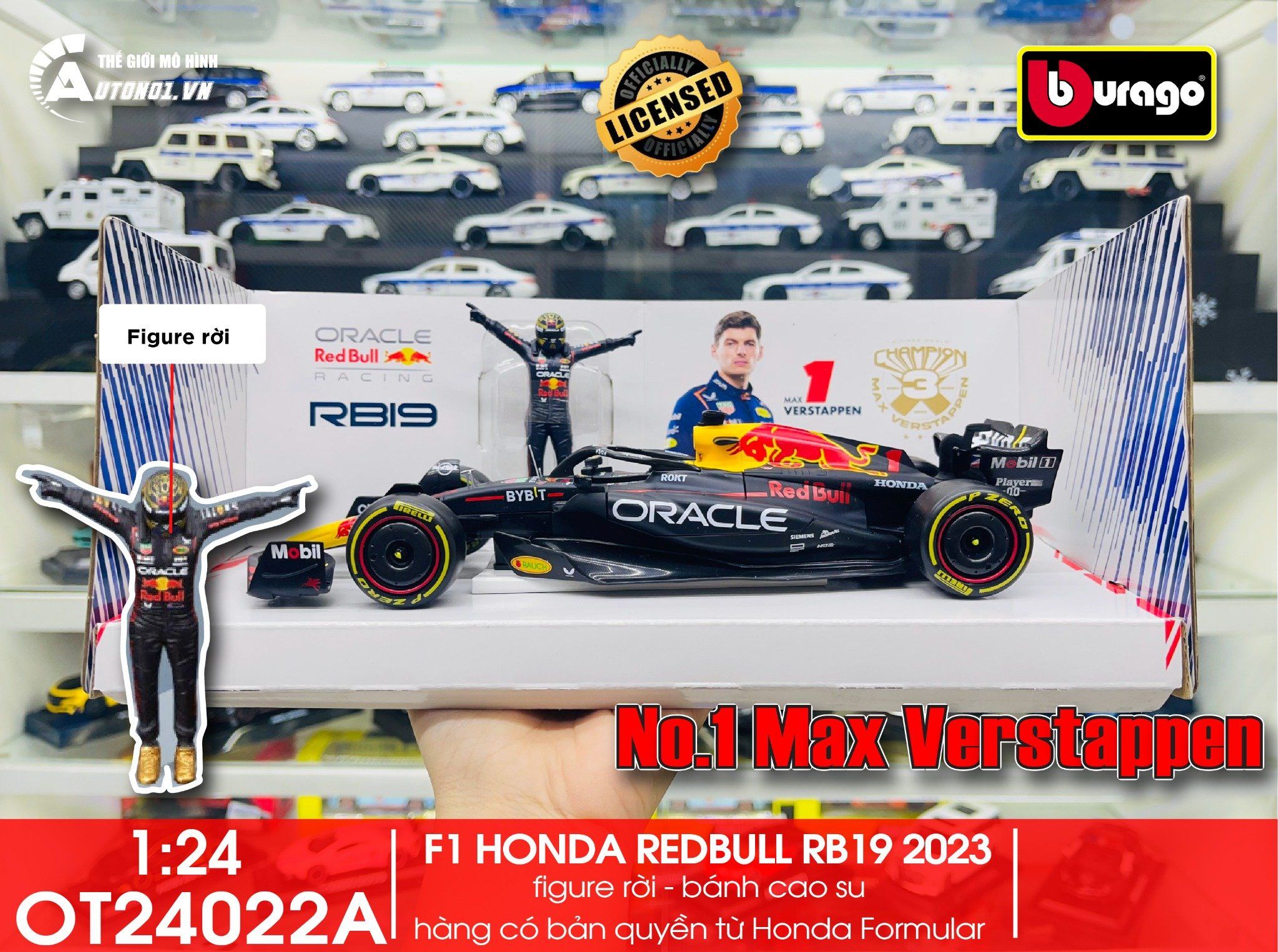  Mô hình xe đua F1 Redbull GP 2023 RB19 có figure rời tỉ lệ 1:24 Bburago 18-28036 OT24022 