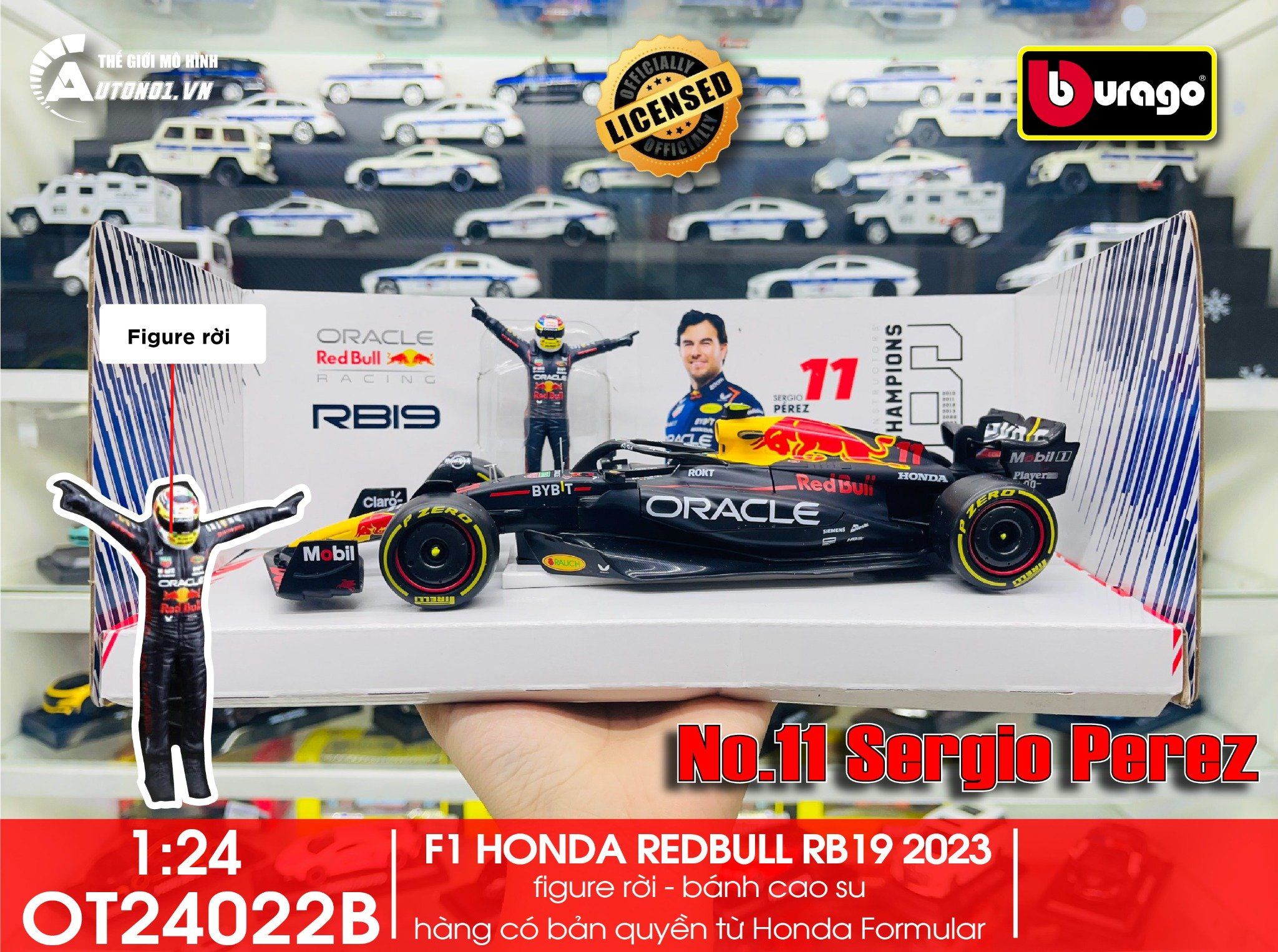  Mô hình xe đua F1 Redbull GP 2023 RB19 có figure rời tỉ lệ 1:24 Bburago 18-28036 OT24022 