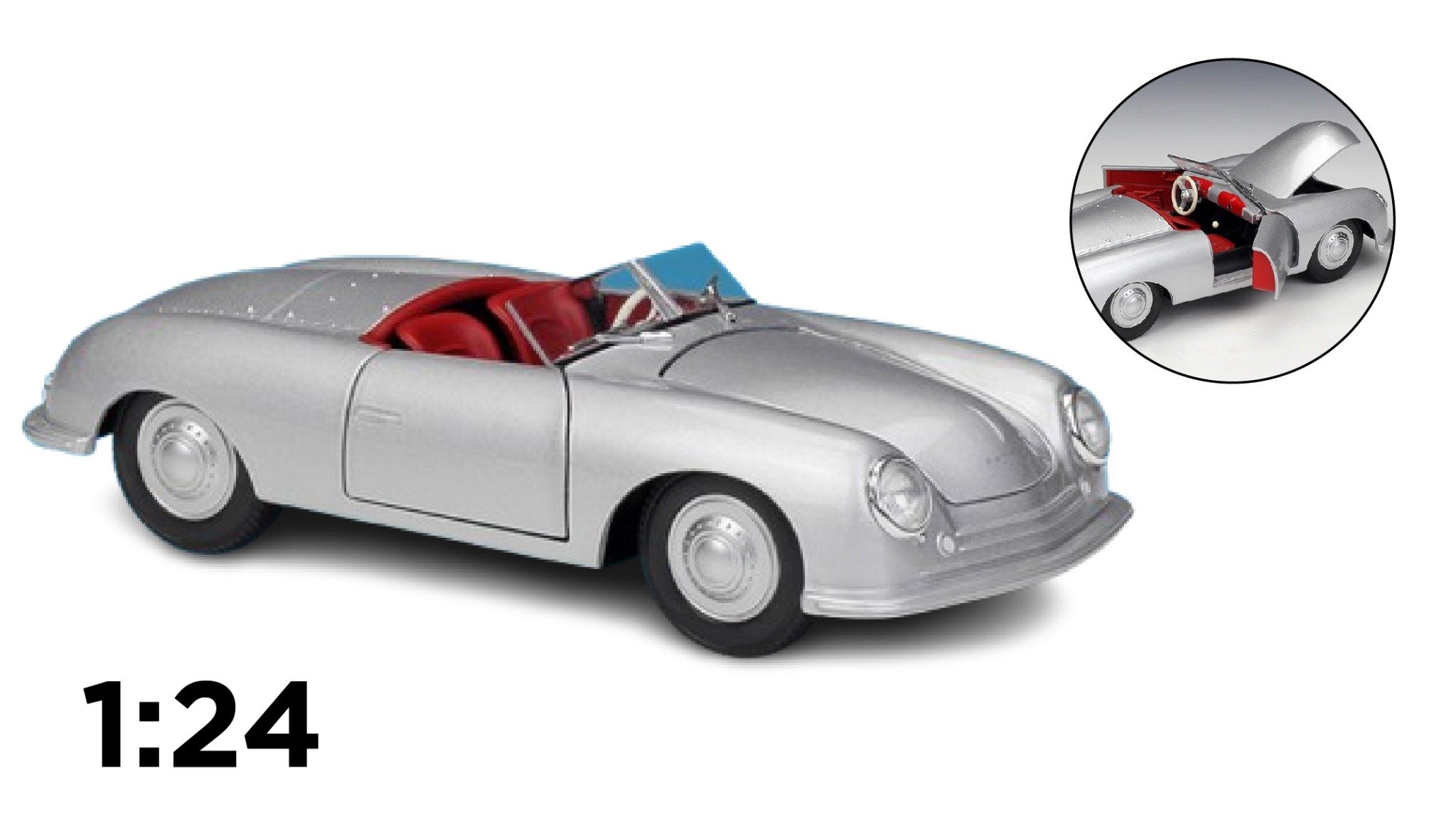  Mô hình xe Porsche 356 1948 No.1 Roadster đánh lái được tỉ lệ 1:24 Welly OT24028 