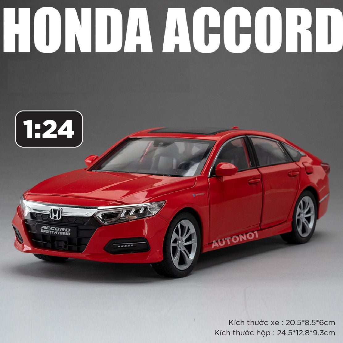 Mô hình xe Honda Accord Sport Hybrid full open - có đèn - âm thanh tỉ lệ 1:24 Alloy Model OT24031 