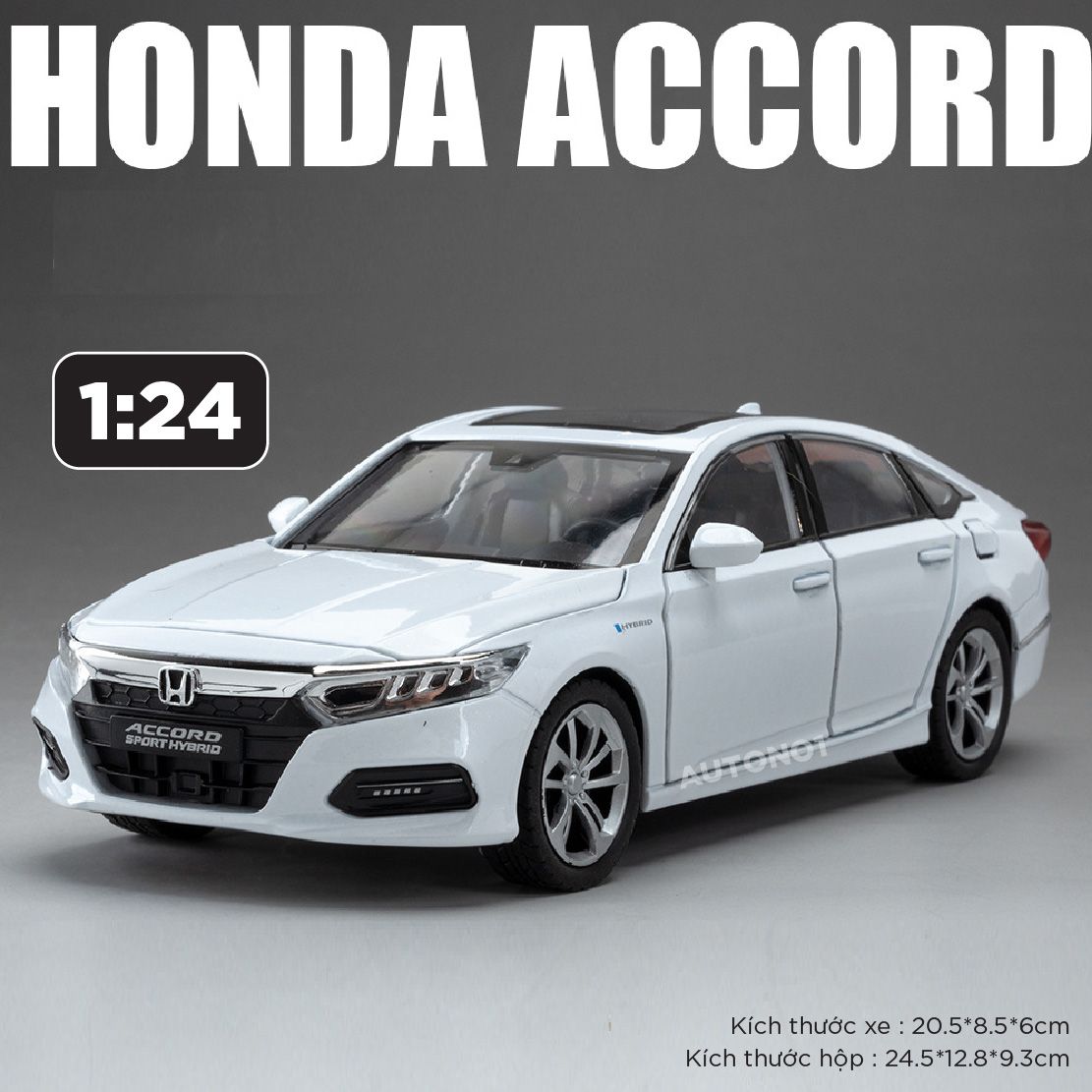  Mô hình xe Honda Accord Sport Hybrid full open - có đèn - âm thanh tỉ lệ 1:24 Alloy Model OT24031 
