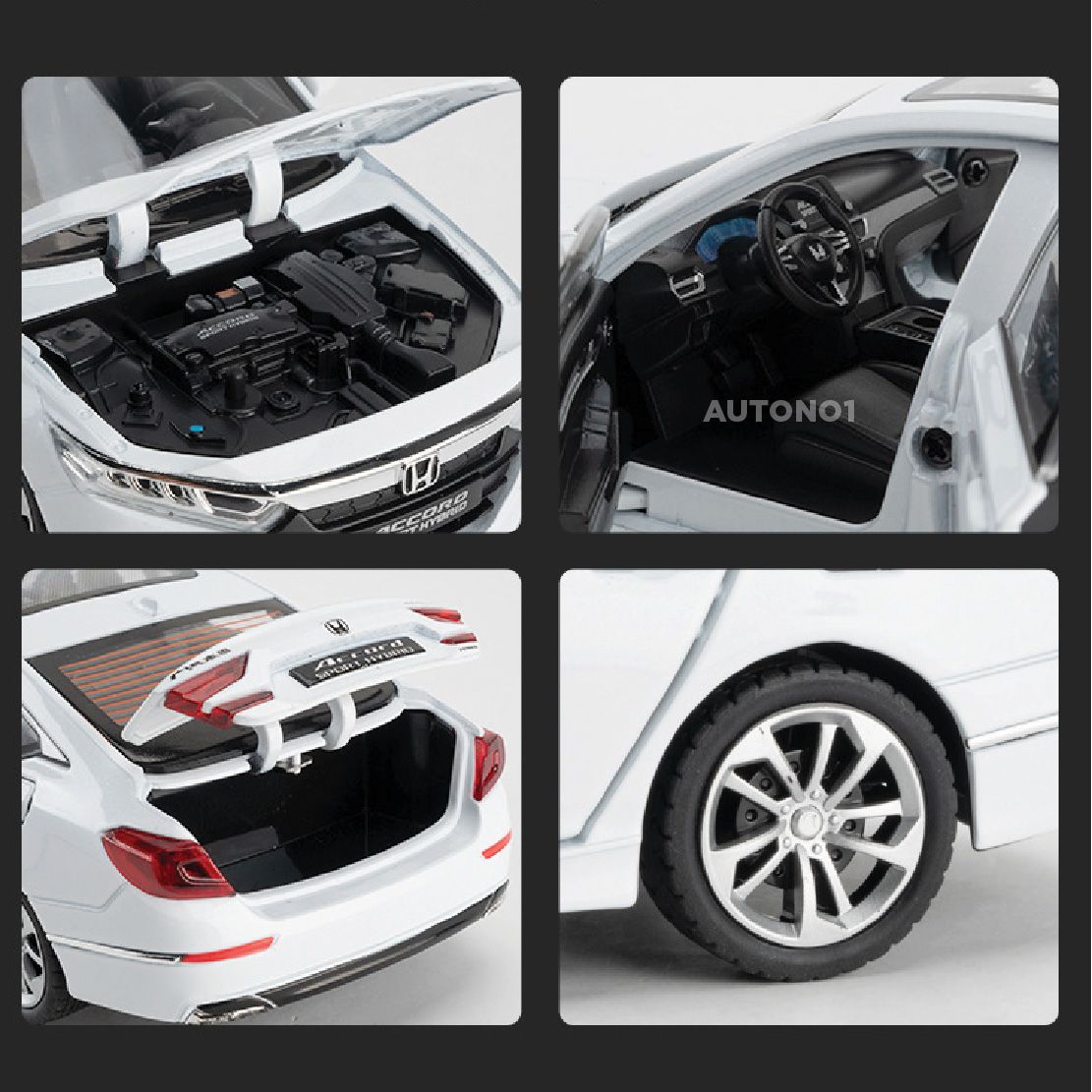  Mô hình xe Honda Accord Sport Hybrid full open - có đèn - âm thanh tỉ lệ 1:24 Alloy Model OT24031 