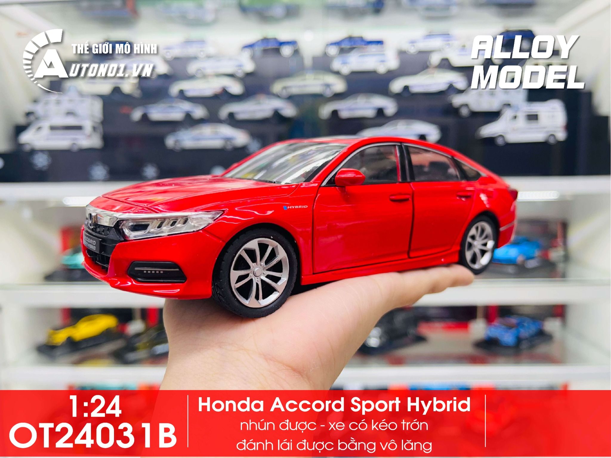  Mô hình xe Honda Accord Sport Hybrid full open - có đèn - âm thanh tỉ lệ 1:24 Alloy Model OT24031 