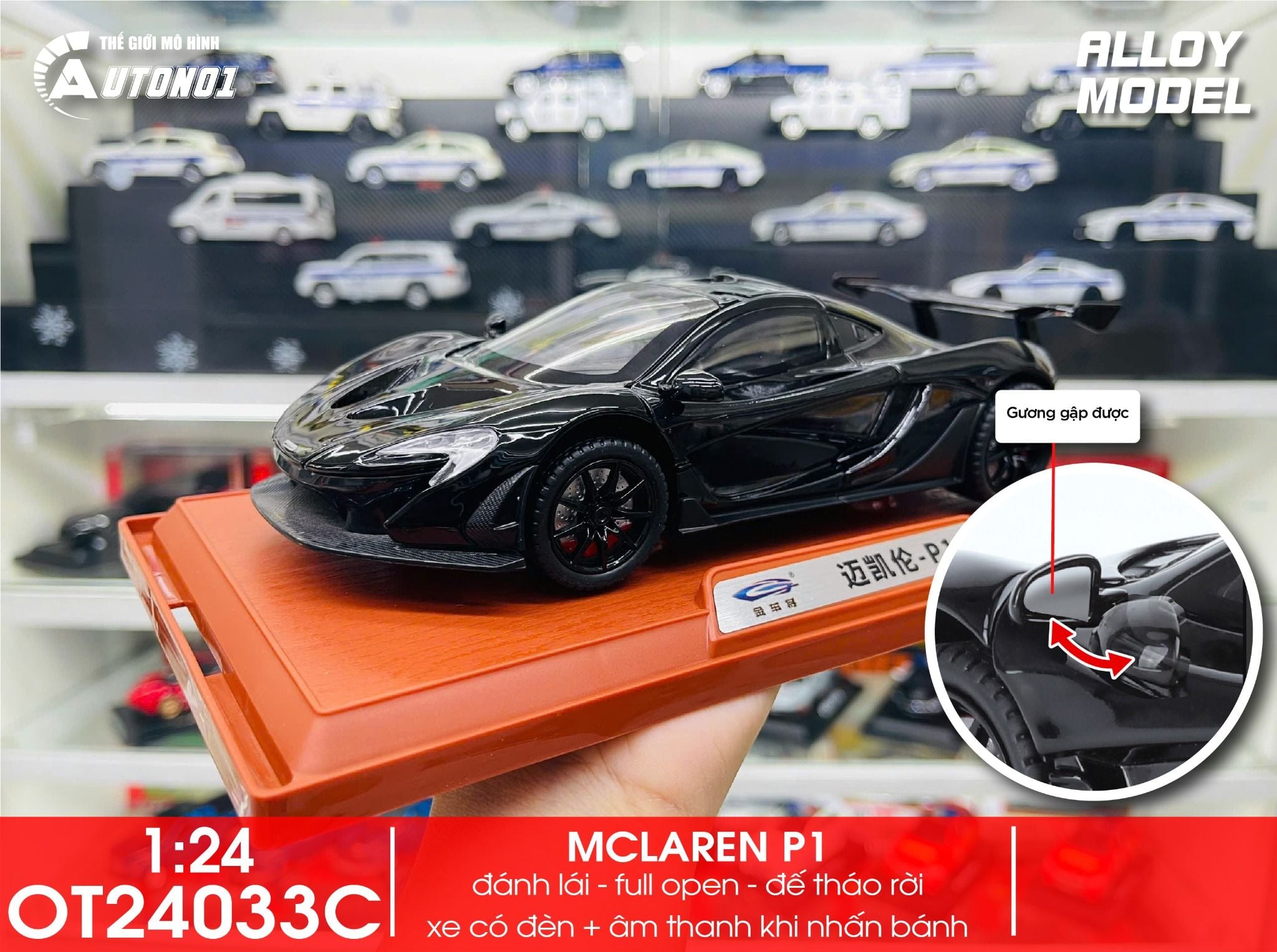  Mô hình xe đua Mclaren P1 full open - có âm thanh - đèn tỉ lệ 1:24 Alloy model OT24033 