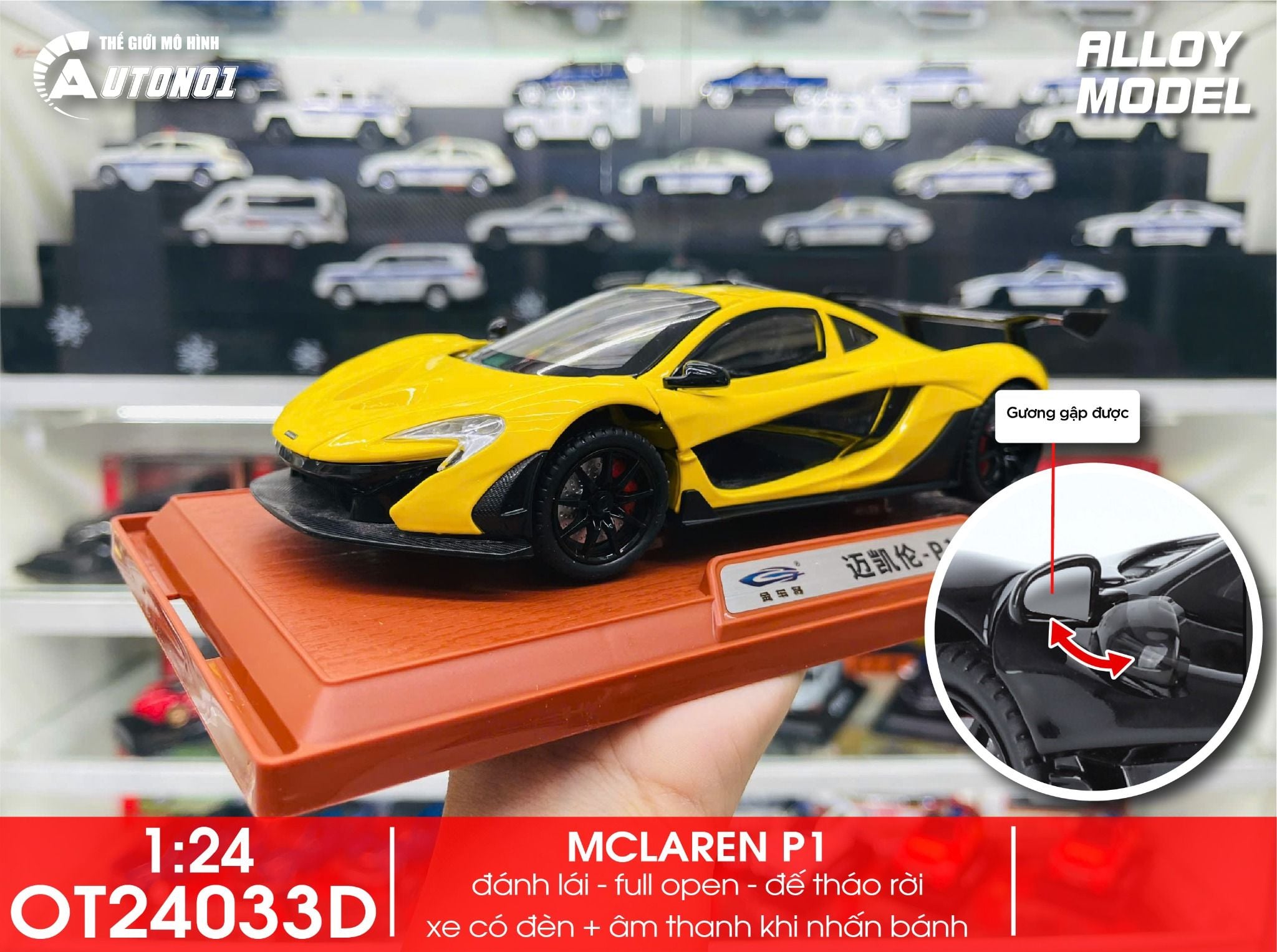  Mô hình xe đua Mclaren P1 full open - có âm thanh - đèn tỉ lệ 1:24 Alloy model OT24033 