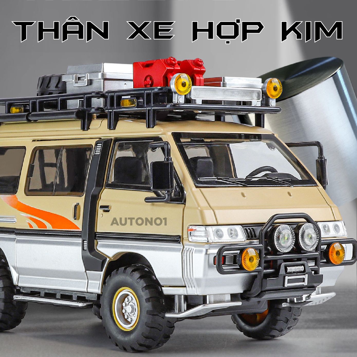  Mô hình xe Mitsubishi Delica Van Guide Offroad full open - có phụ kiện tỉ lệ 1:24 Chimei Model OT24052 
