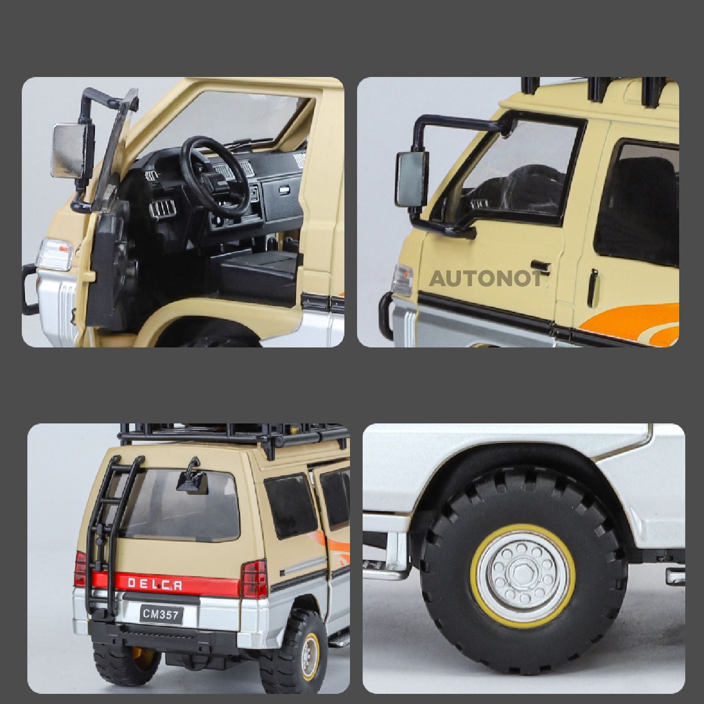  Mô hình xe Mitsubishi Delica Van Guide Offroad full open - có phụ kiện tỉ lệ 1:24 Chimei Model OT24052 