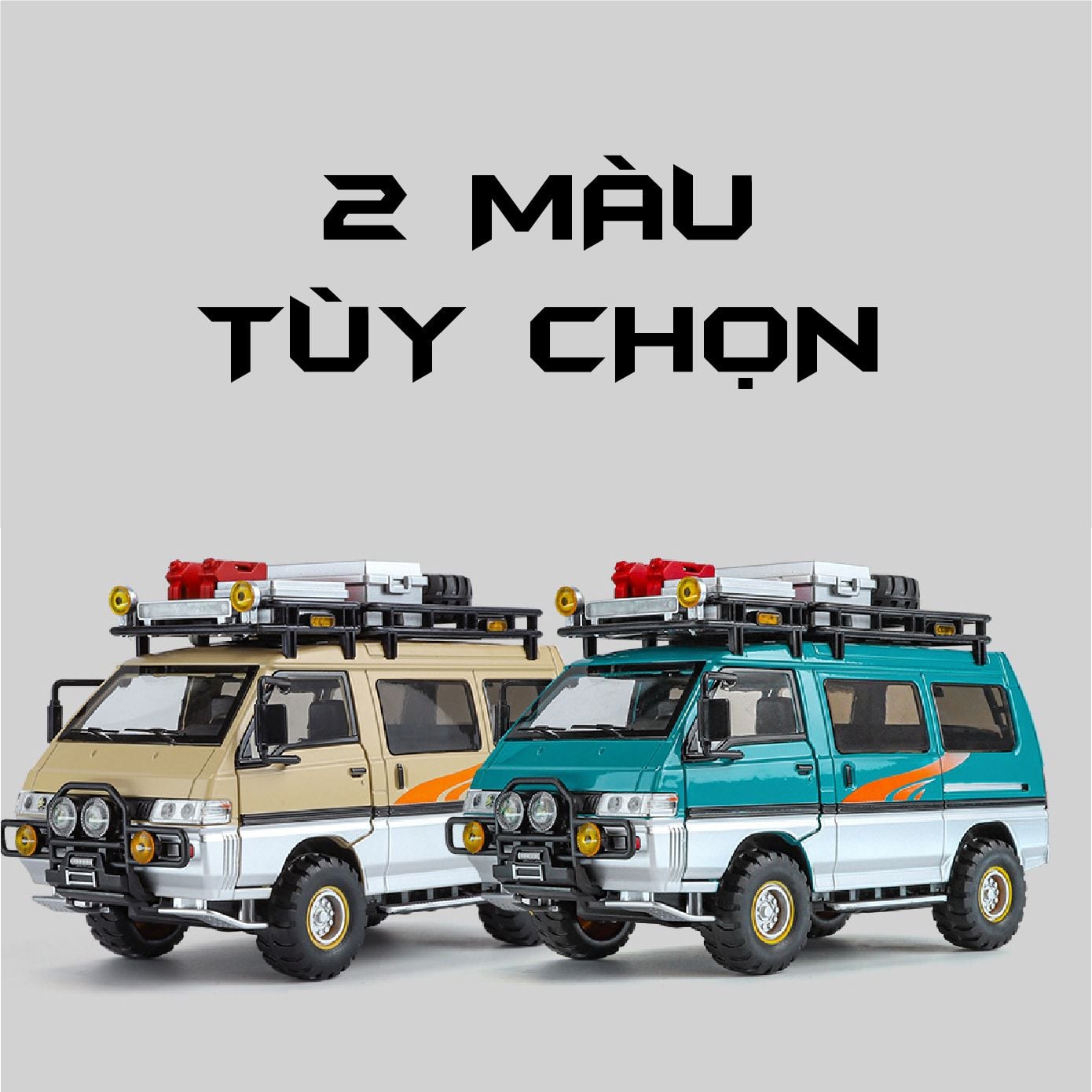  Mô hình xe Mitsubishi Delica Van Guide Offroad full open - có phụ kiện tỉ lệ 1:24 Chimei Model OT24052 