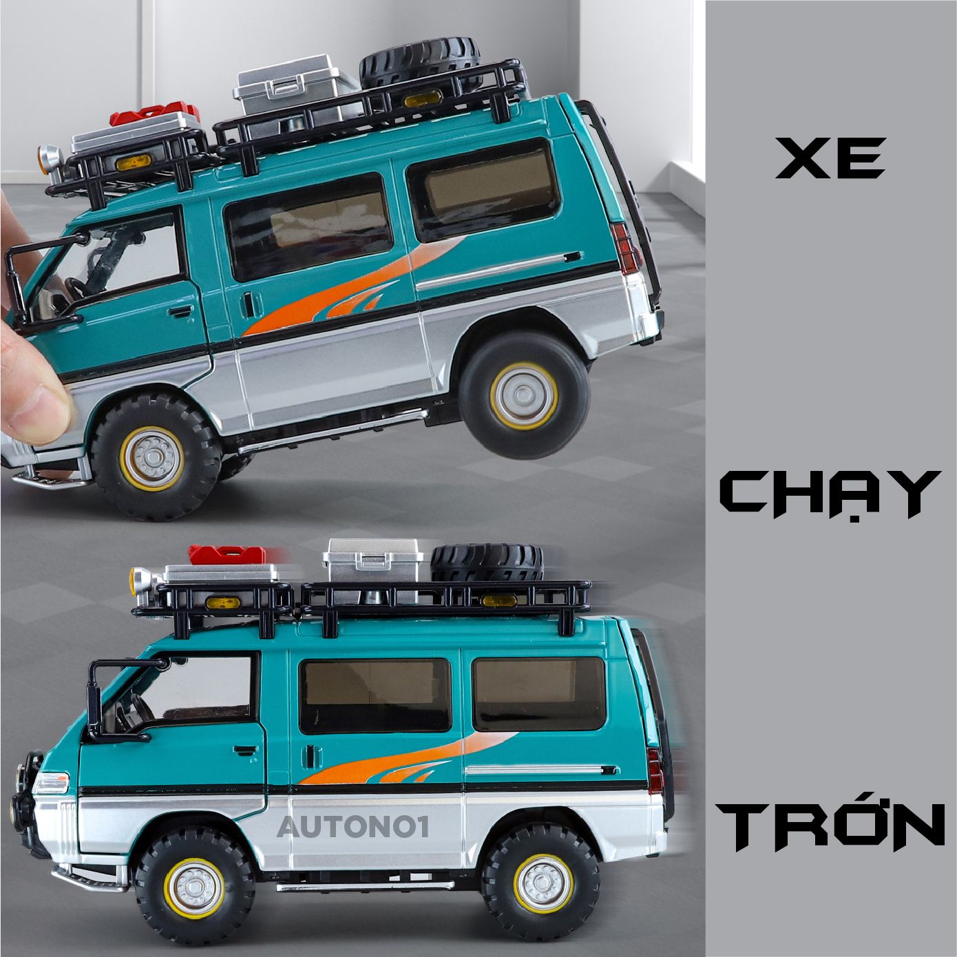  Mô hình xe Mitsubishi Delica Van Guide Offroad full open - có phụ kiện tỉ lệ 1:24 Chimei Model OT24052 