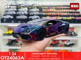  Mô hình xe Lamborghini Revuelto chrome color đánh lái được - full open - có đèn - âm thanh tỉ lệ 1:24 Alloy model OT24063 