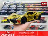  Mô hình xe Lamborghini Revuelto chrome color đánh lái được - full open - có đèn - âm thanh tỉ lệ 1:24 Alloy model OT24063 