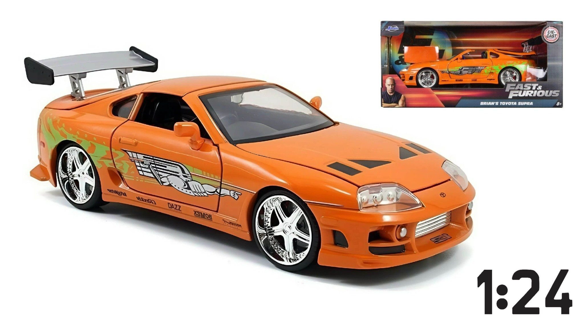  Mô hình xe Fast & Furious 1995 Toyota Supra-Orange tỉ lệ 1:24 Jada Toys 97168 